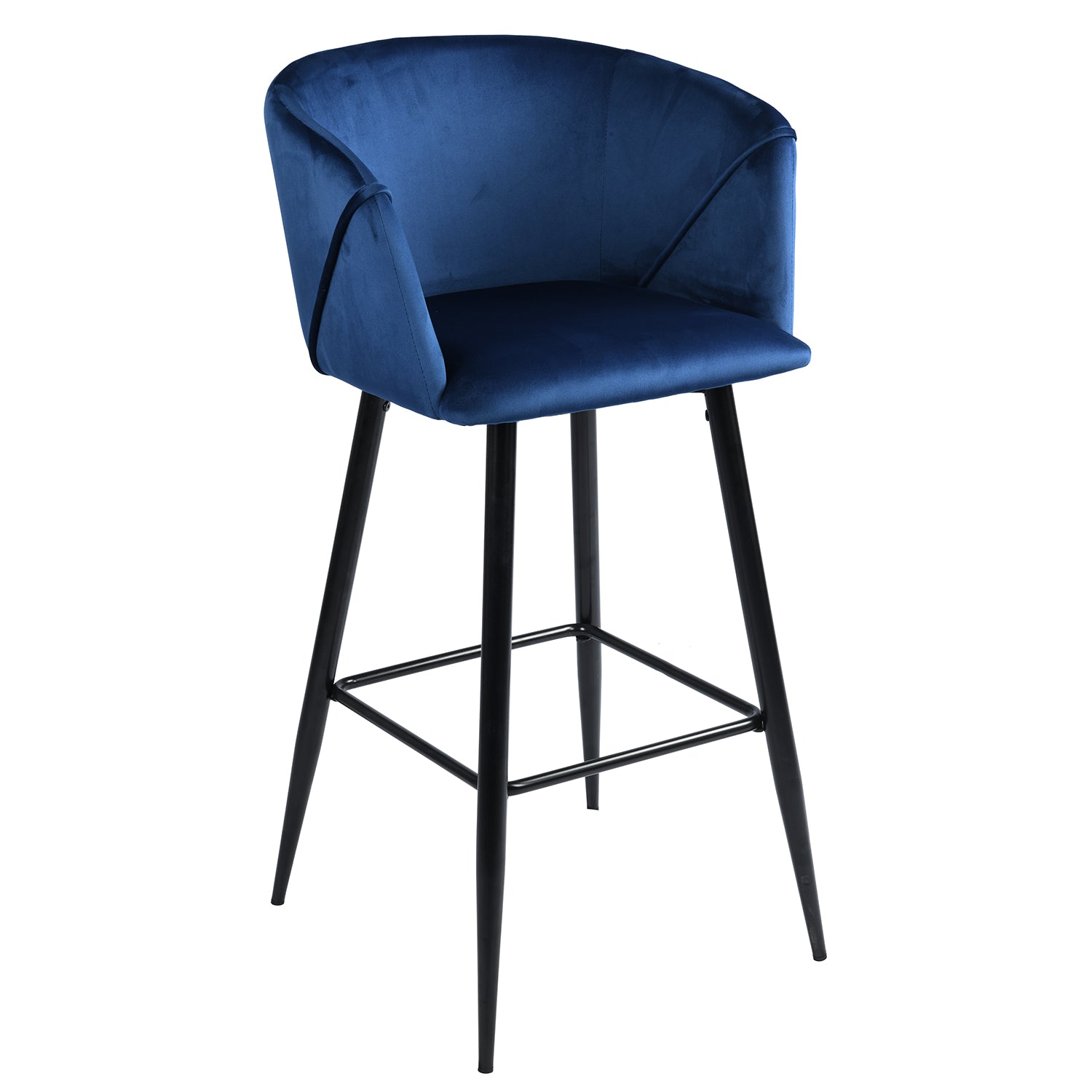 Open Box Homy Casa ALDRIDGE BAR 30" Blue Velvet Bar Stool with Black Legs for Home Bar Seating