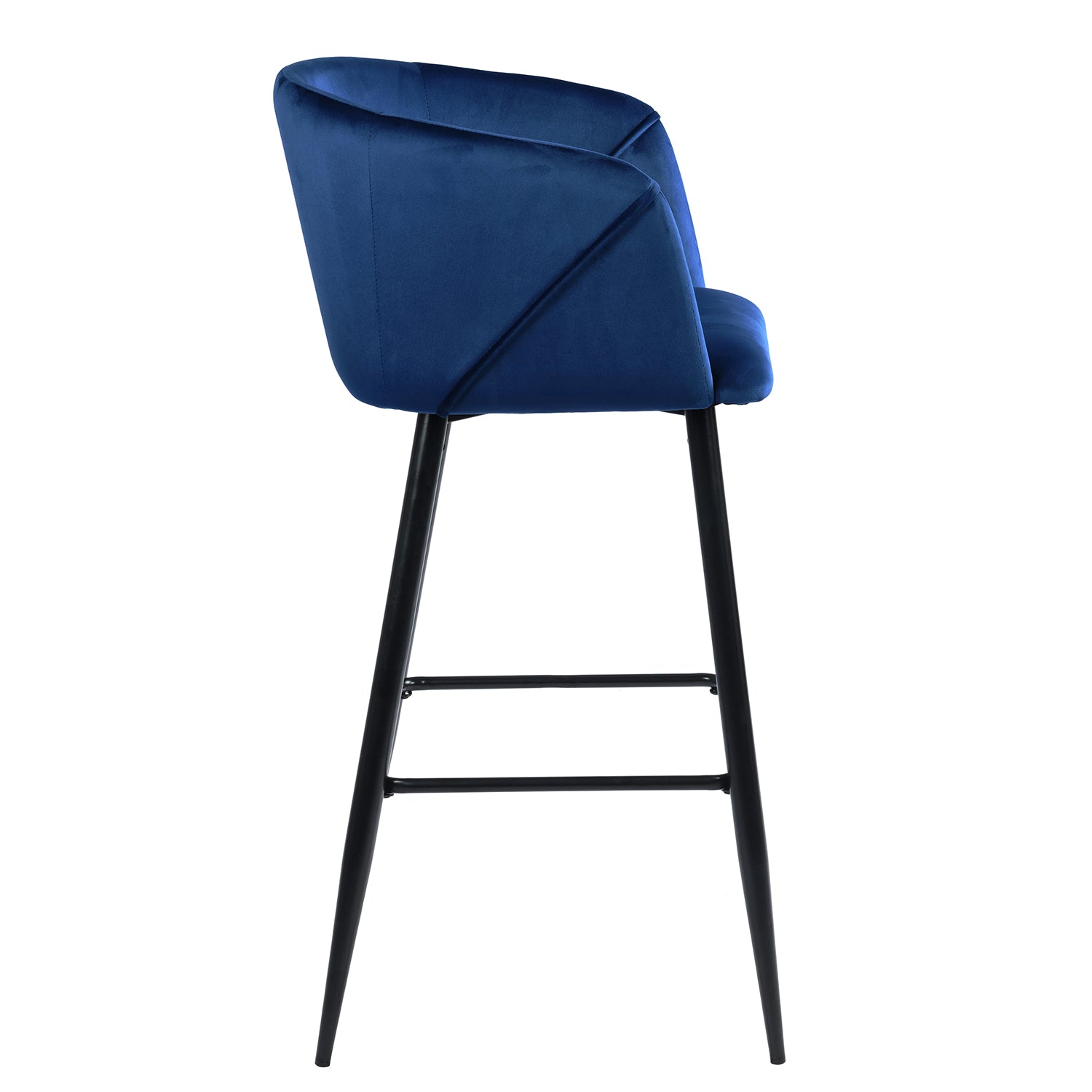Open Box Homy Casa ALDRIDGE BAR 30" Blue Velvet Bar Stool with Black Legs for Home Bar Seating