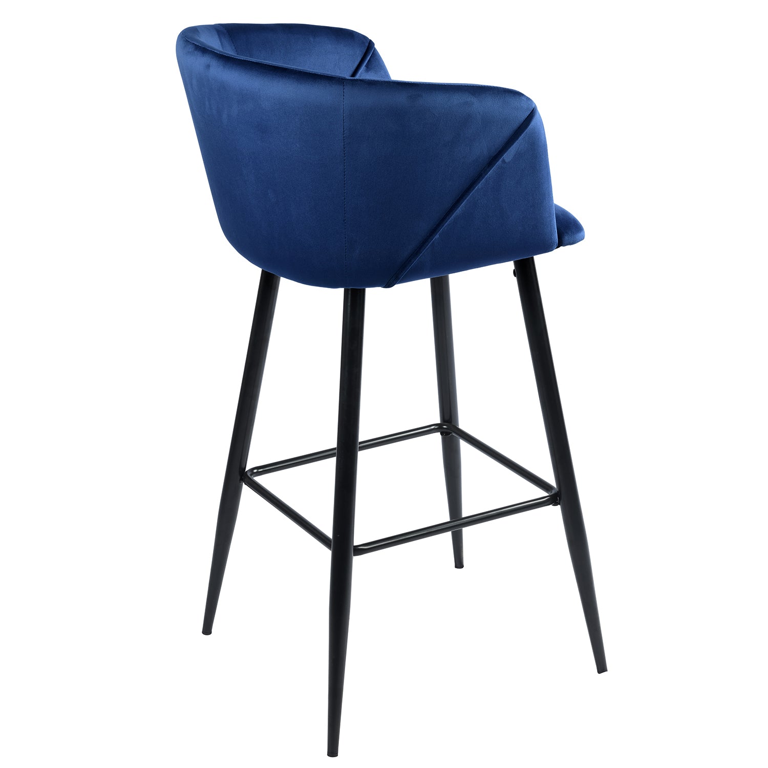 Open Box Homy Casa ALDRIDGE BAR 30" Blue Velvet Bar Stool with Black Legs for Home Bar Seating