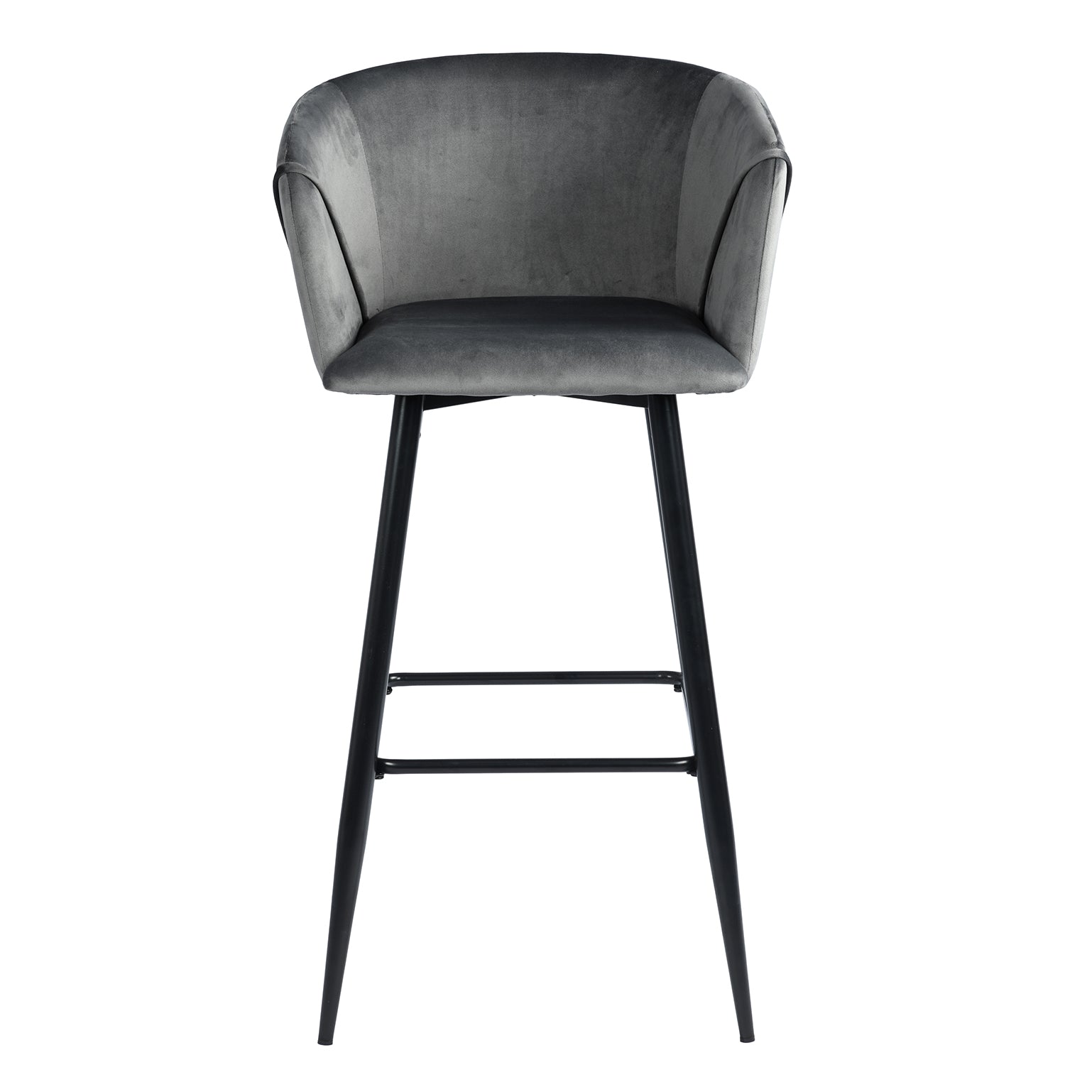 Open Box Homy Casa ALDRIDGE BAR 30" Grey Velvet Swivel Barstool with Black Legs for Home Bar Seating