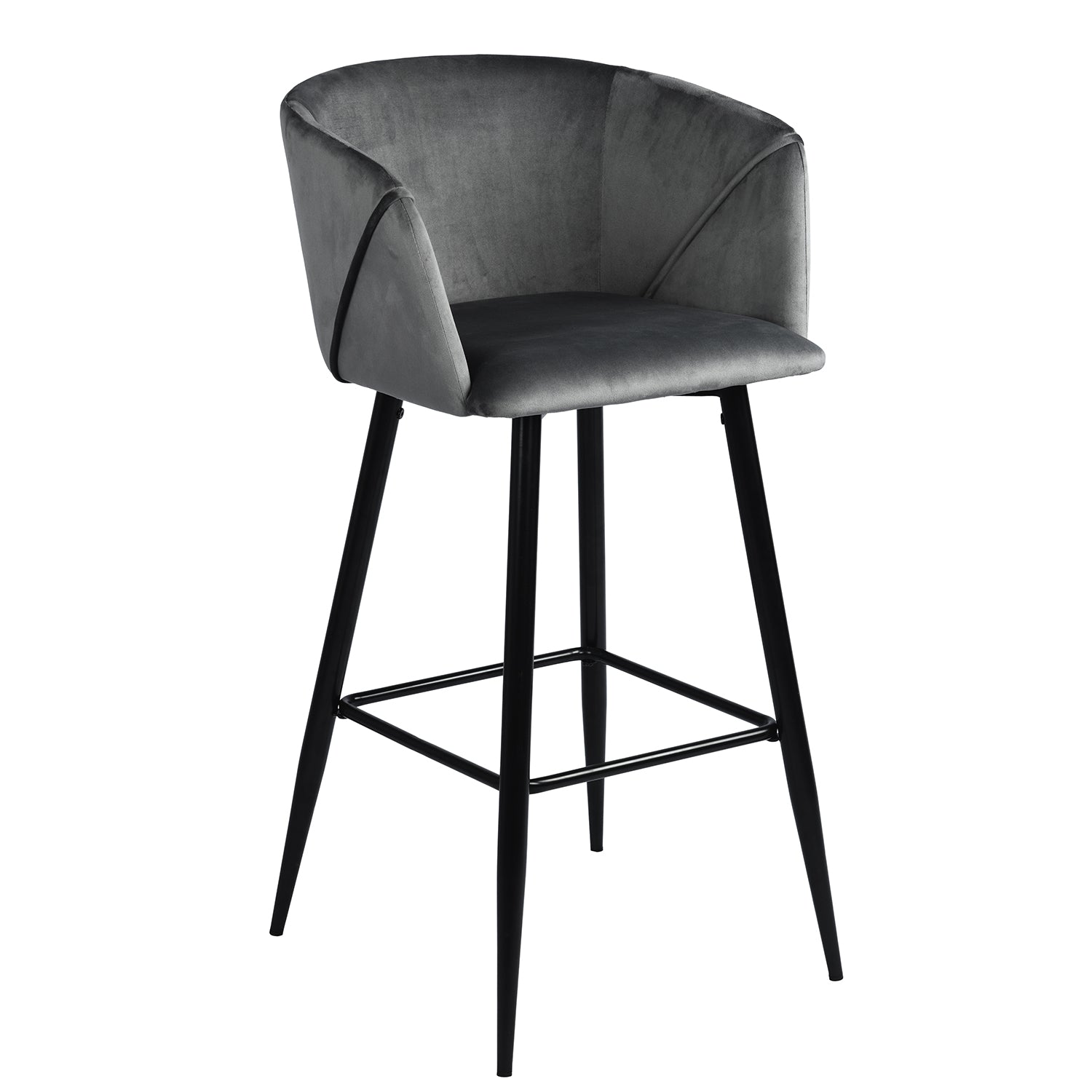 Open Box Homy Casa ALDRIDGE BAR 30" Grey Velvet Swivel Barstool with Black Legs for Home Bar Seating