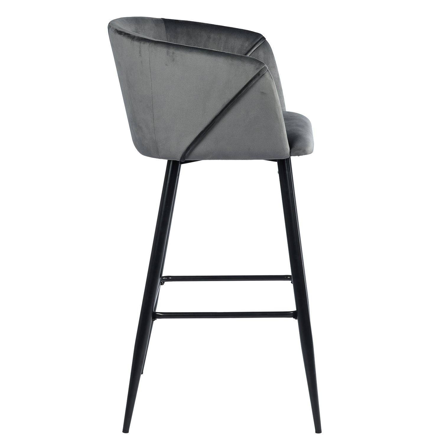 Open Box Homy Casa ALDRIDGE BAR 30" Grey Velvet Swivel Barstool with Black Legs for Home Bar Seating