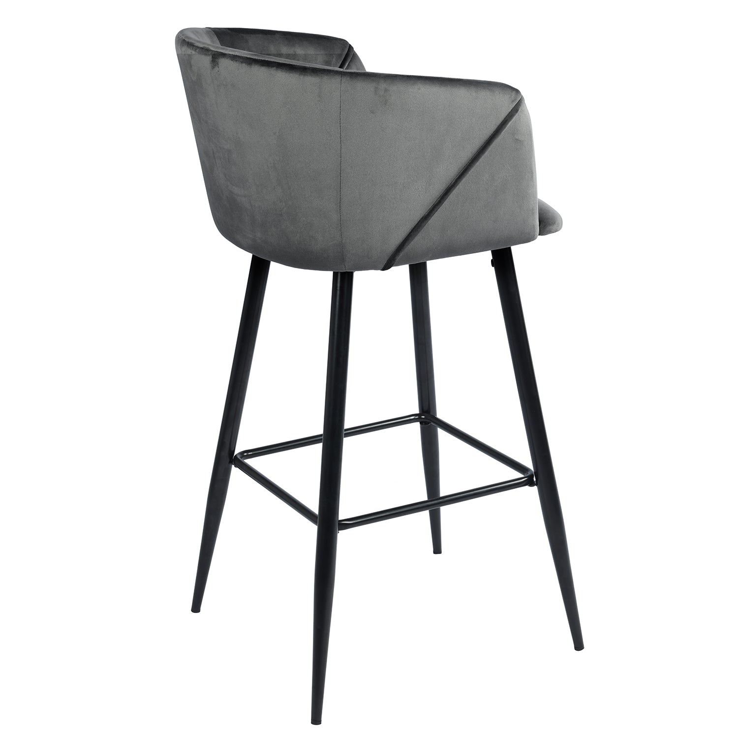 Open Box Homy Casa ALDRIDGE BAR 30" Grey Velvet Swivel Barstool with Black Legs for Home Bar Seating