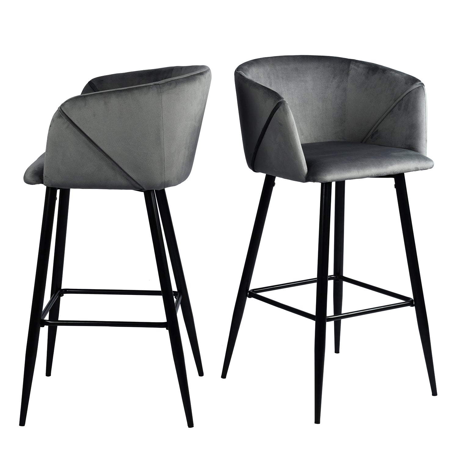 Open Box Homy Casa ALDRIDGE BAR 30" Grey Velvet Swivel Barstool with Black Legs for Home Bar Seating