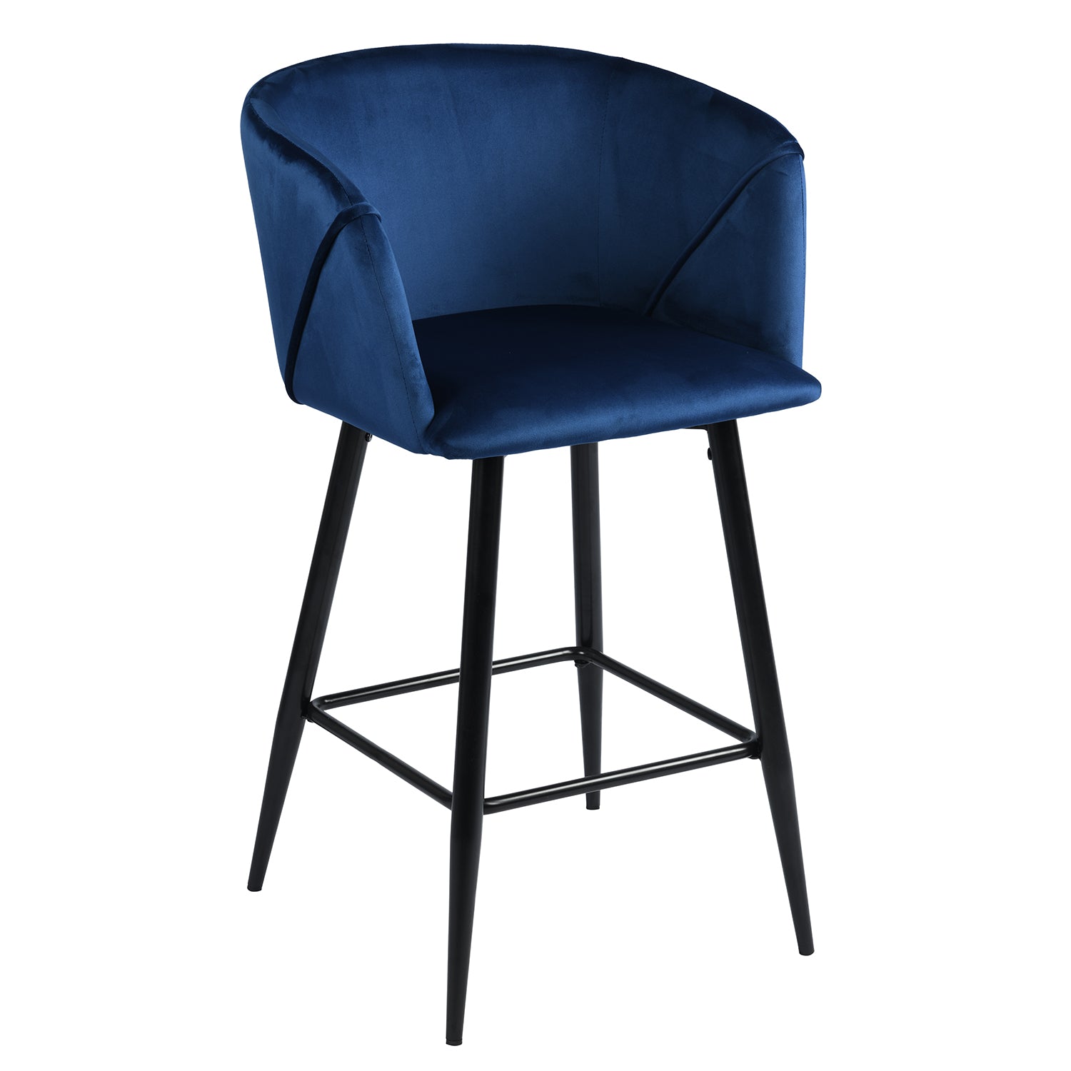 Open Box Homy Casa ALDRIDGE COUNTER 26" Blue Velvet Swivel Barstool for Kitchen Island or Bar