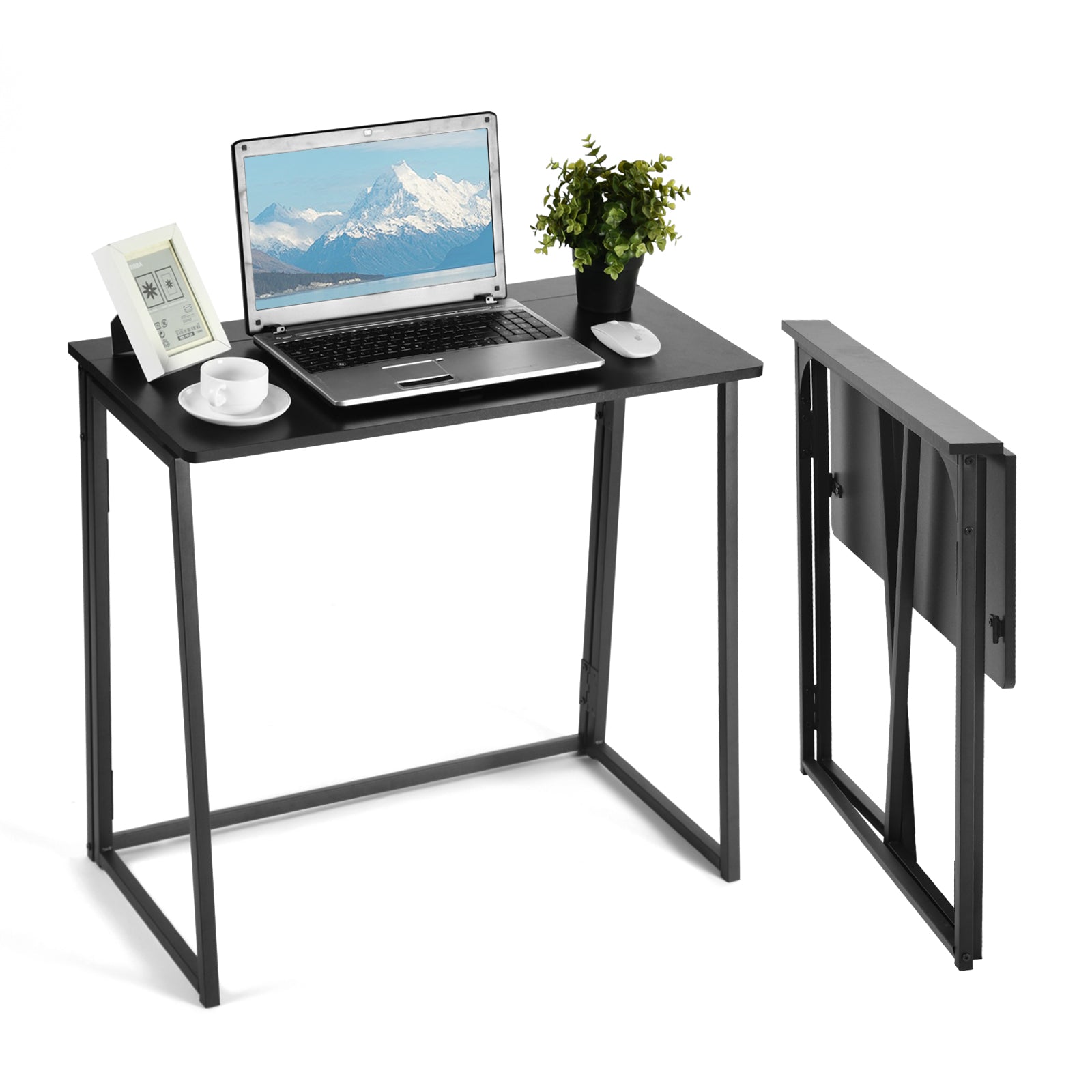 Ascoli 31.4“ Folding Desk Computer Table MDF Table top with Metal Base