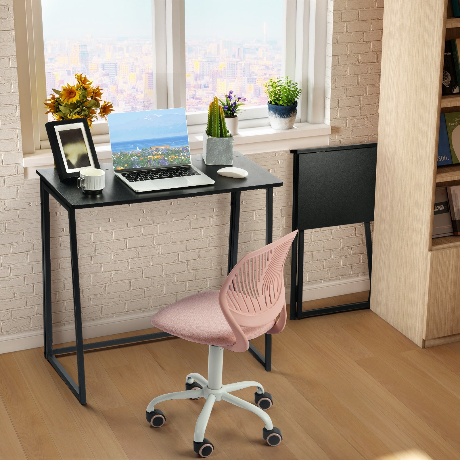 Ascoli 31.4“ Folding Desk Computer Table MDF Table top with Metal Base