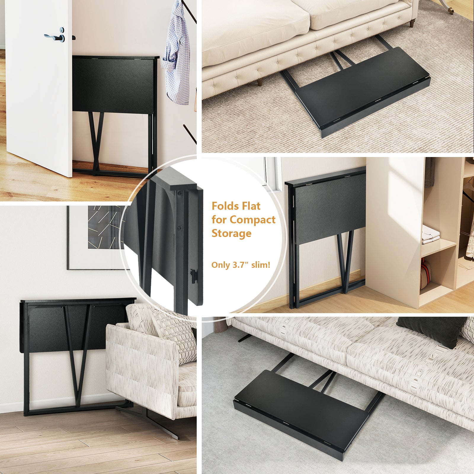 Ascoli 31.4“ Folding Desk Computer Table MDF Table top with Metal Base