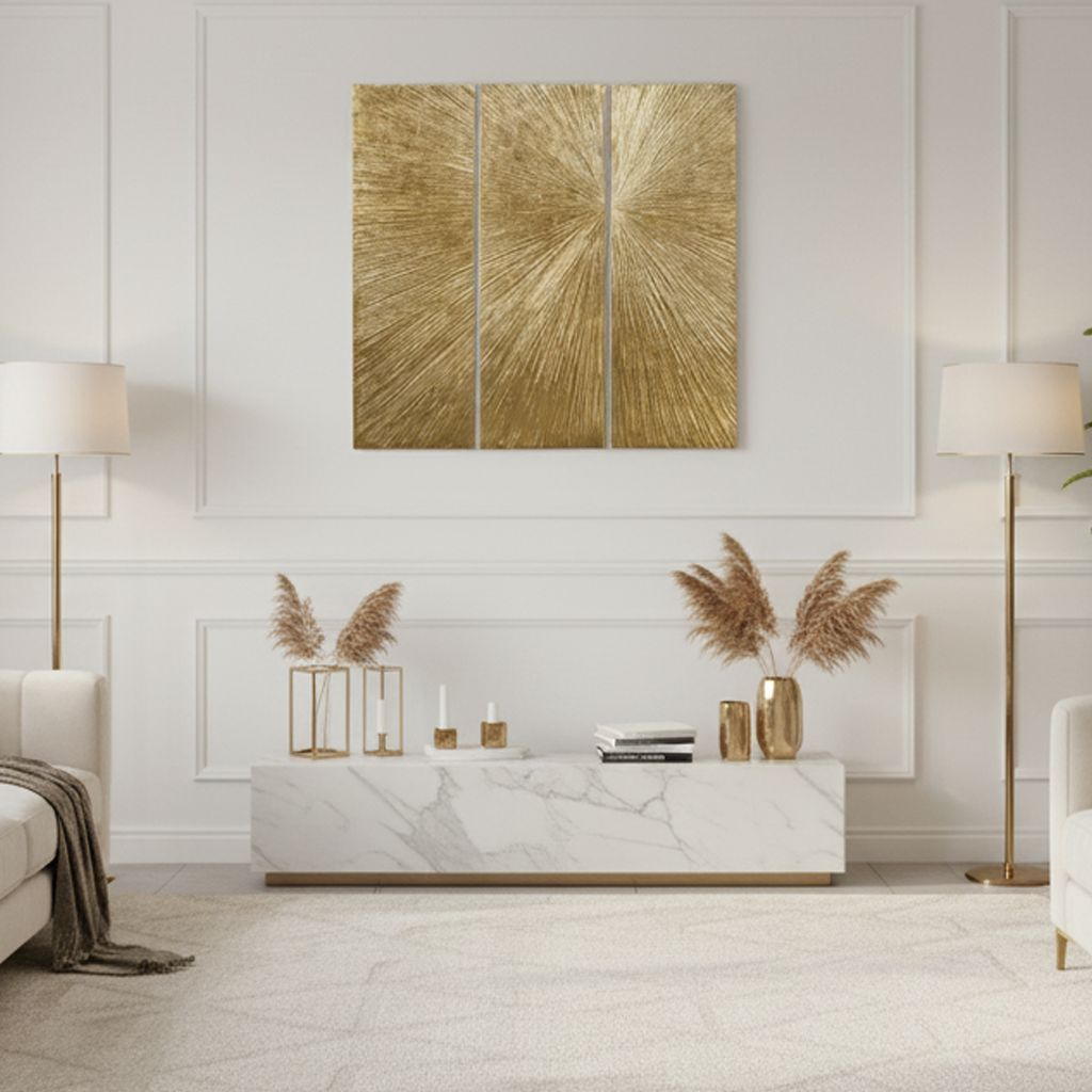 Marigold Sunburst Hand Painted Resin 3 Pieces Wall Art Set
