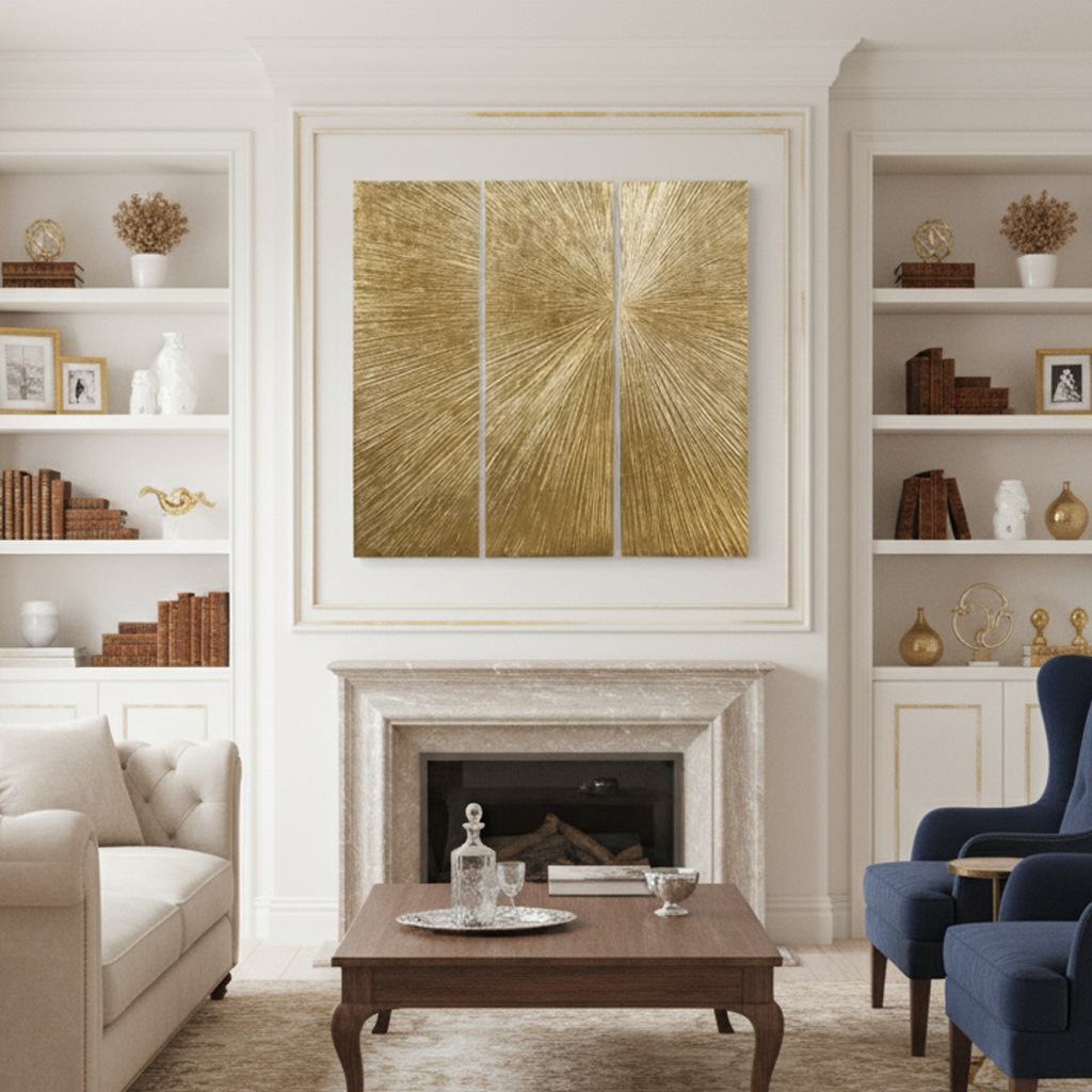 Marigold Sunburst Hand Painted Resin 3 Pieces Wall Art Set