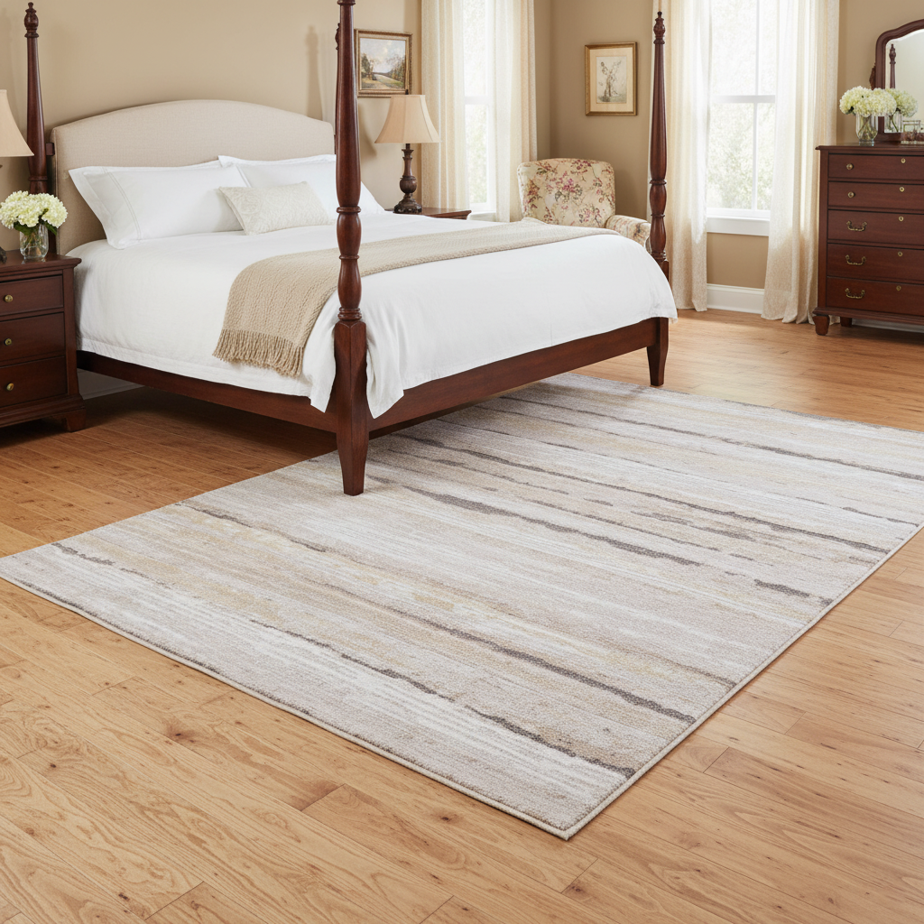 Flax Stain-Resistant Stripe Area Rug