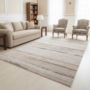 Flax 90”x63” Stain-Resistant Stripe Area Rug
