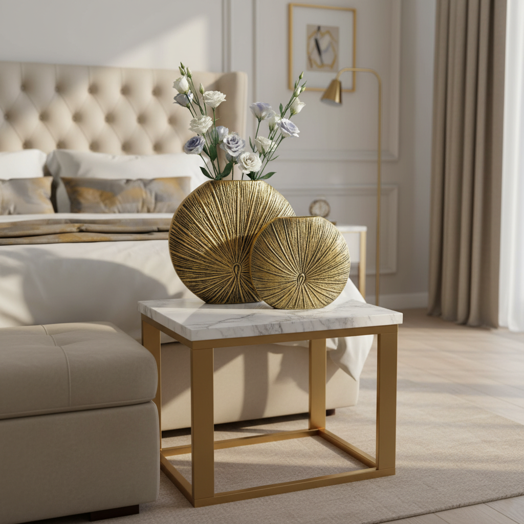 Iris Decorative Aluminium Vase Set of 2