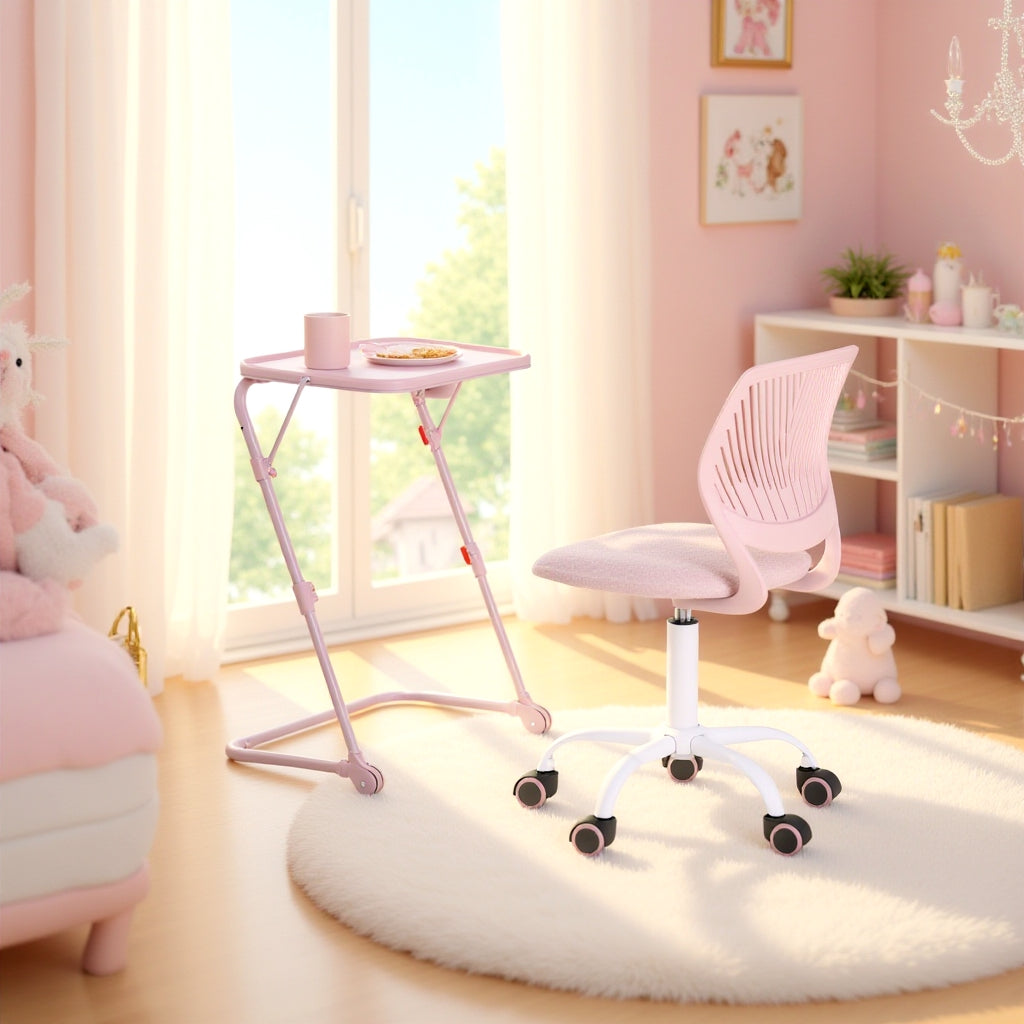 Homy Casa Baseline Study Table Set with Carnation Swivel Upholstered Chair