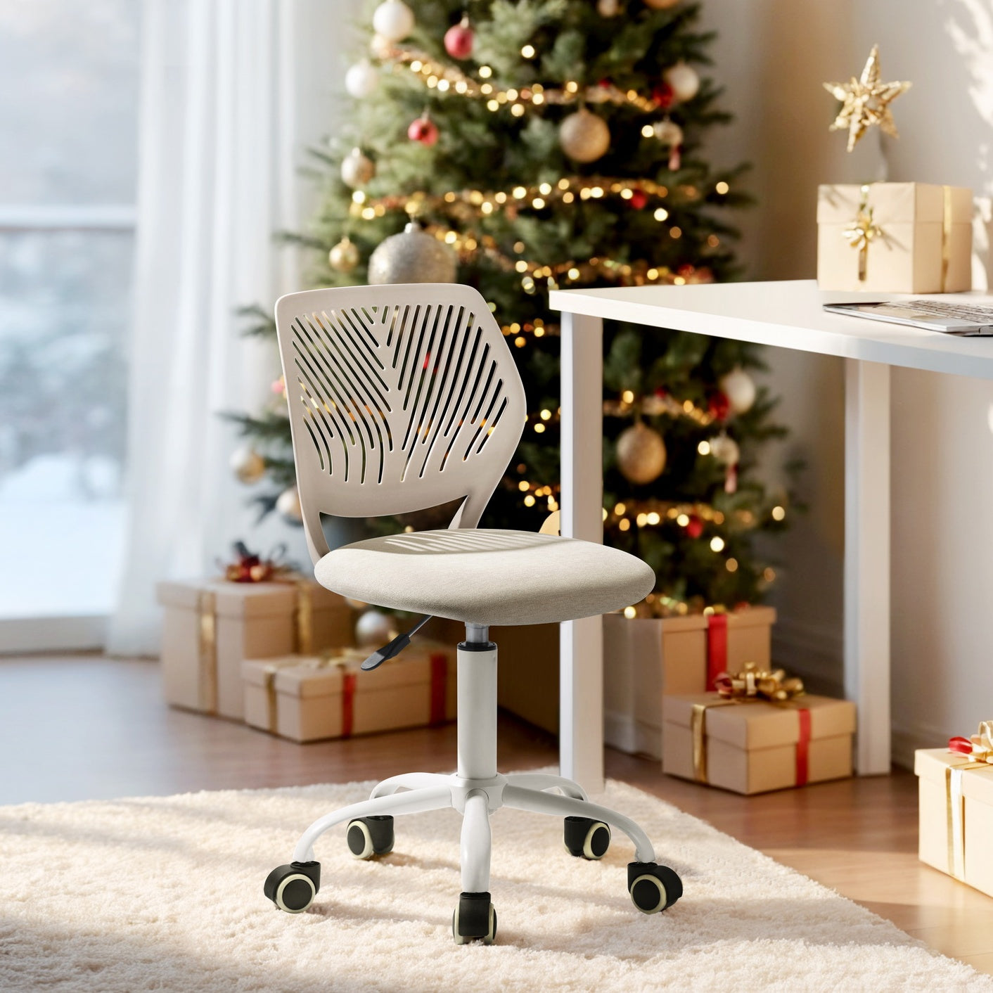 Carnation Fabric Study Chair - Morandi Colors, Ergonomic Design