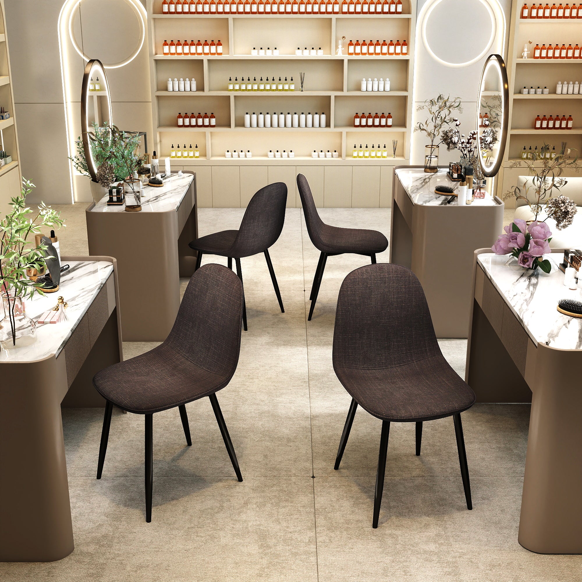 Charlton Tweed Dining Chair Set of 4 with Splayed Metal Legs
