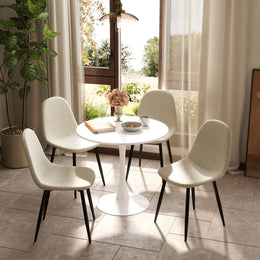 Charlton 4PC Chenille Fabric Dining Chair with Wooden Metal Legs