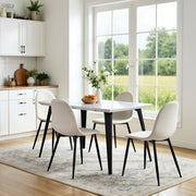 Stan 5 Piece White Dining Table Set with 4 Charlton Upholstered Chairs