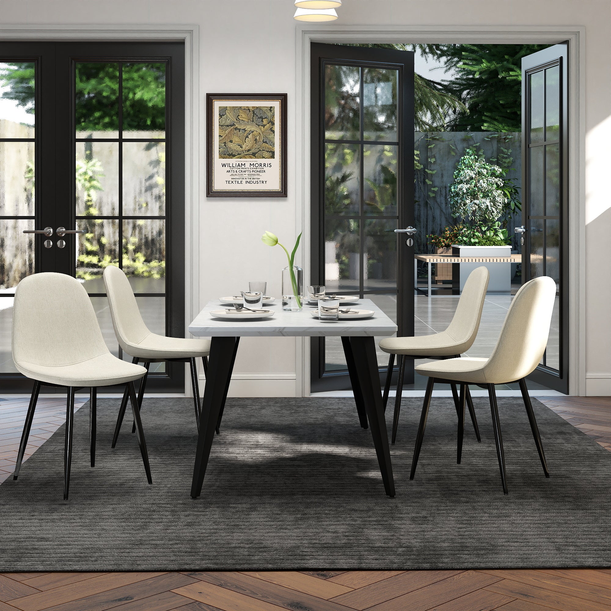 Charlton Tweed Dining Chair Set of 4 with Splayed Metal Legs