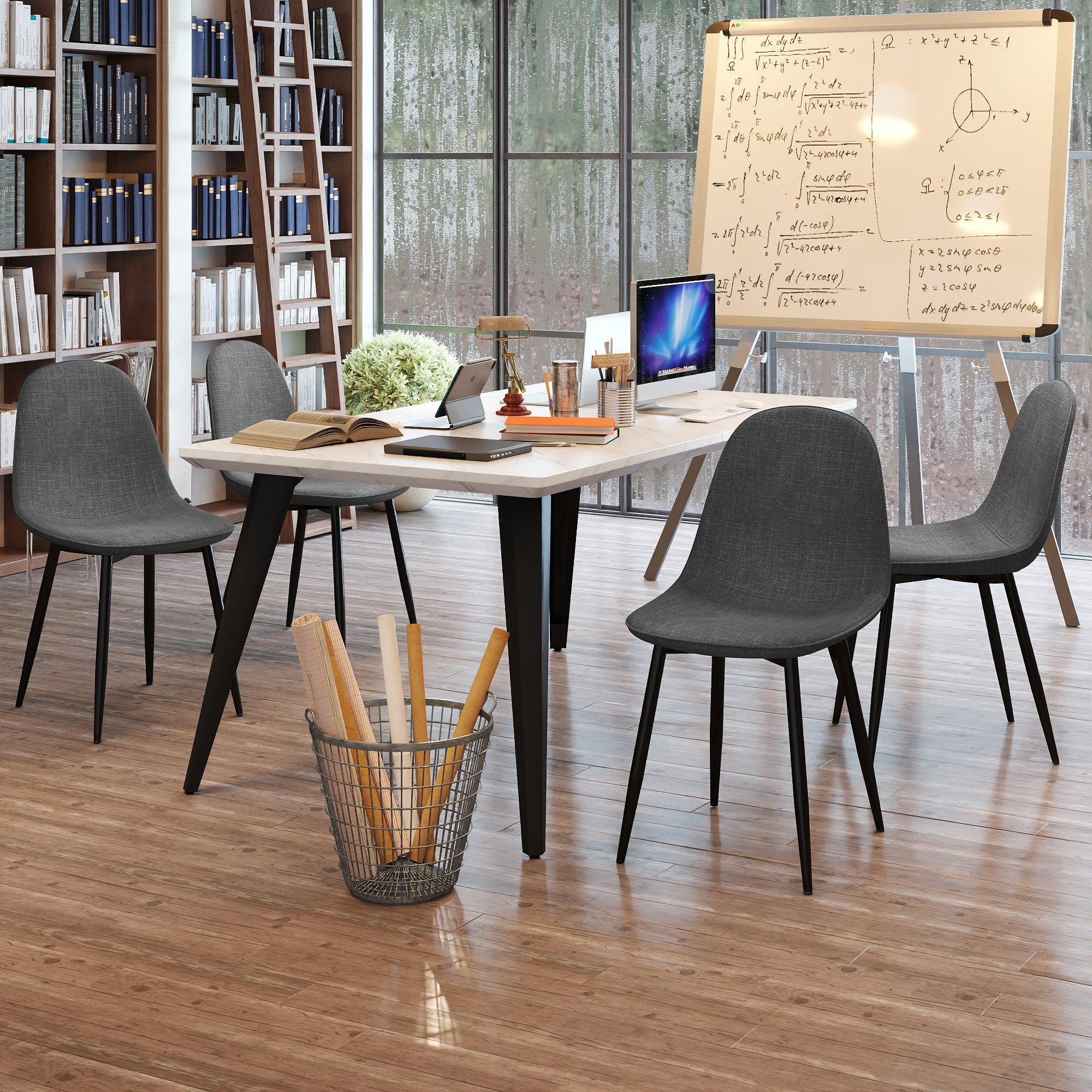 Charlton Terry Fabric Grey Dining Chair Set of 4