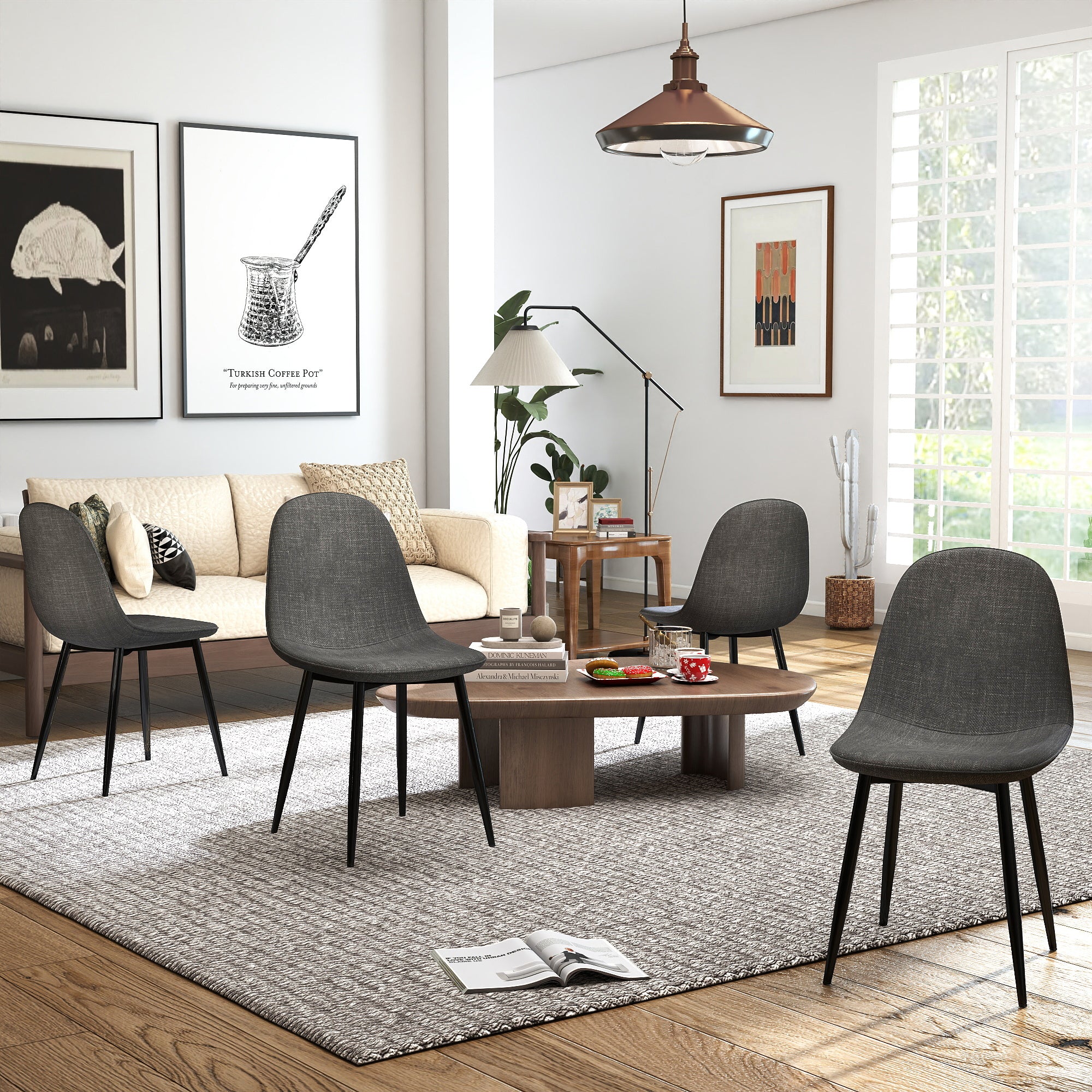 Charlton Terry Fabric Grey Dining Chair Set of 4