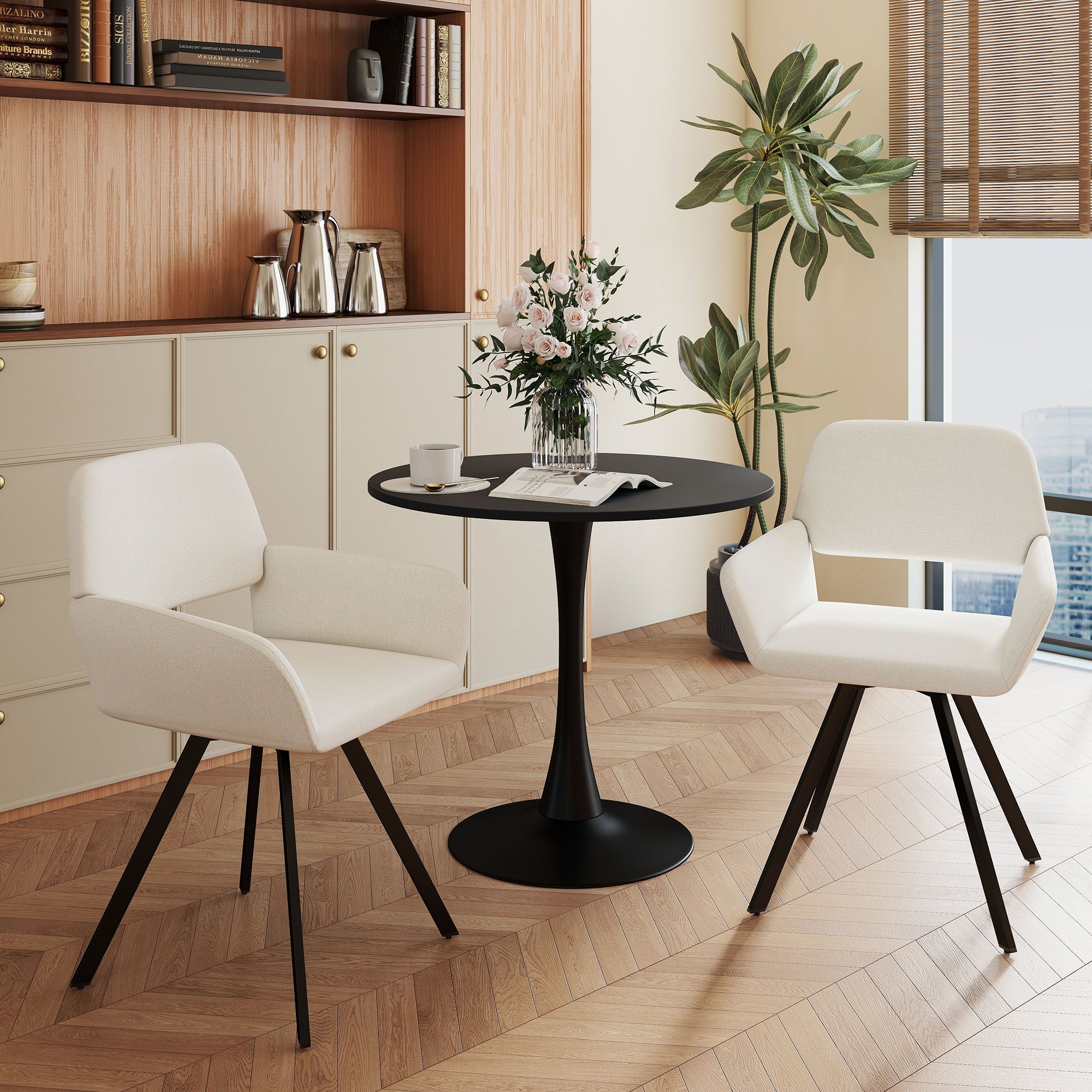 California Swivel Fabric Dining Chairs Set of 2