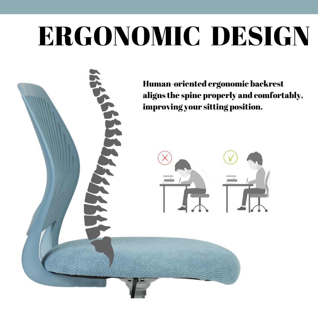 Homy Casa Carnation Morandi Blue Fabric Desk Chair