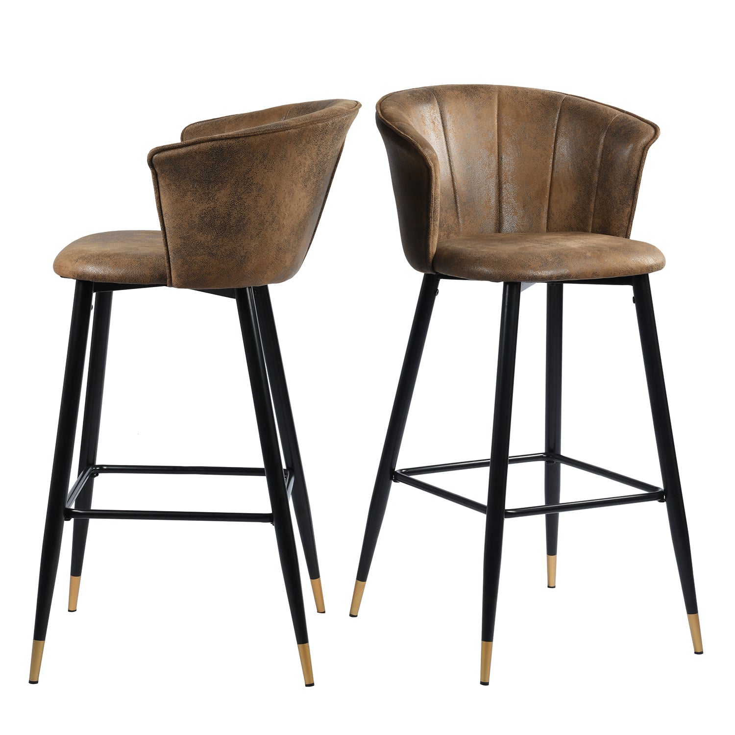 Homy Casa Doncic 30" Seat Height Modern Suede Bar Stool, Brown,Open Box
