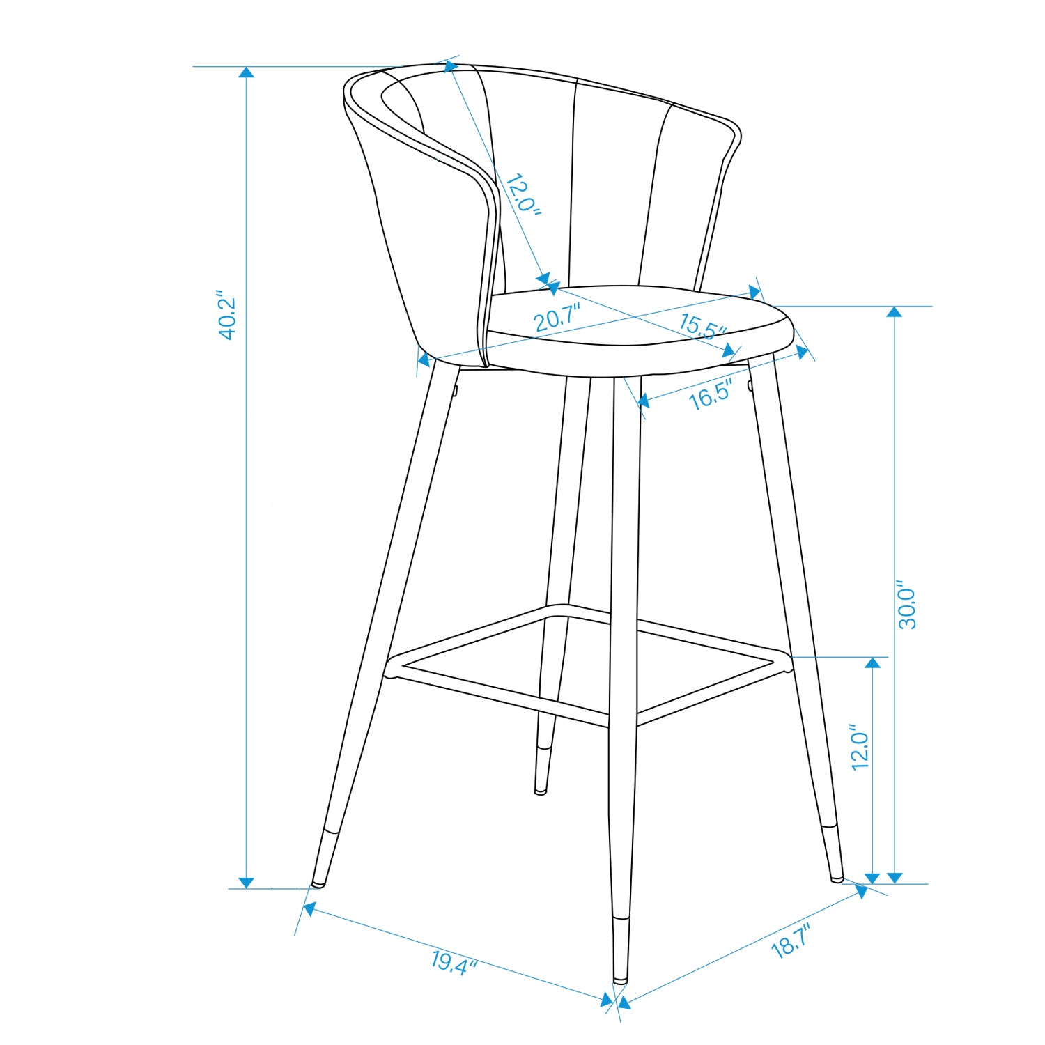 Homy Casa Doncic 30" Seat Height Modern Suede Bar Stool, Brown,Open Box