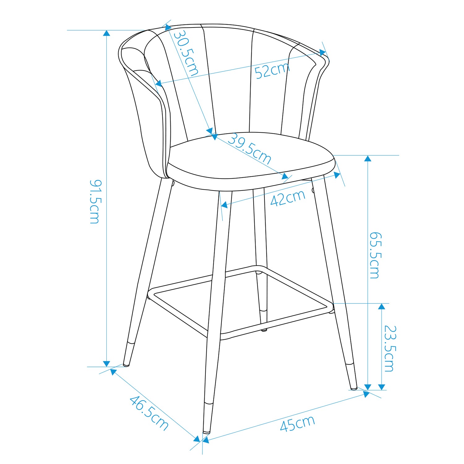 Homy Casa DONCIC 2PC 26” Counter Bar Stool, Brown Suede, Black & Gold Legs