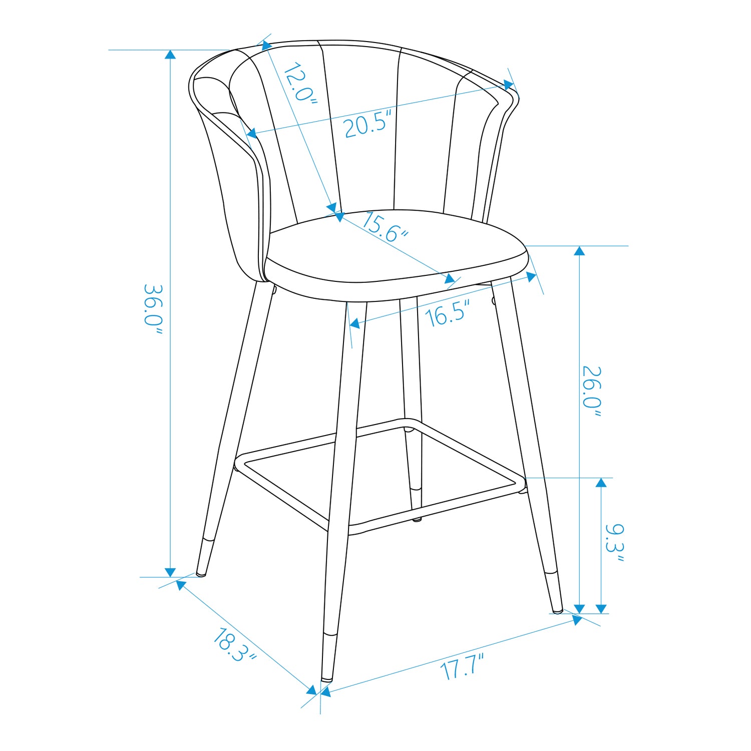 Homy Casa Doncic 26" Seat Height Modern Swivel Counter Stool, Brown,Open Box