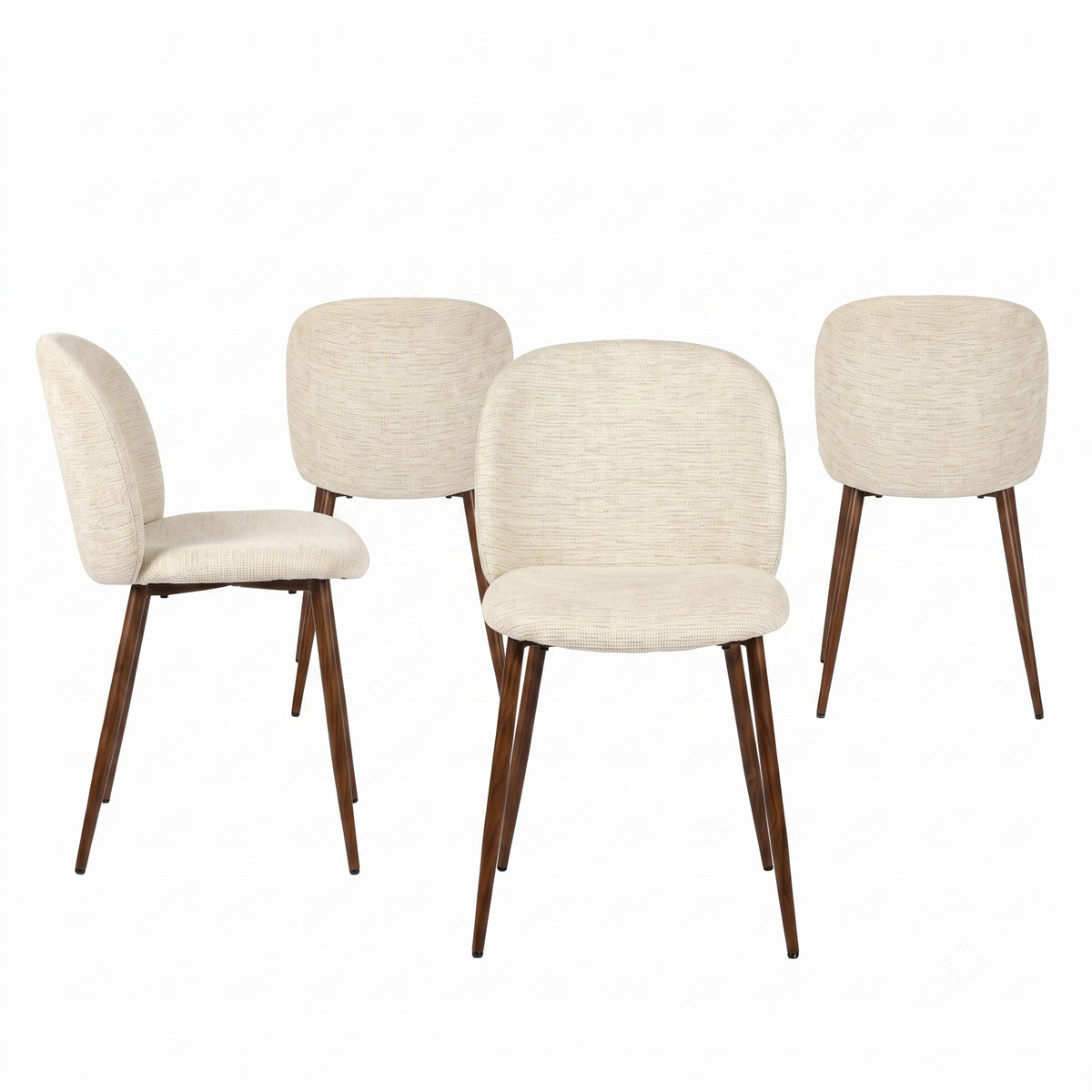 Elba Mid-Century Curved Back Upholstered Dining Chairs with Metal Legs Set of 4