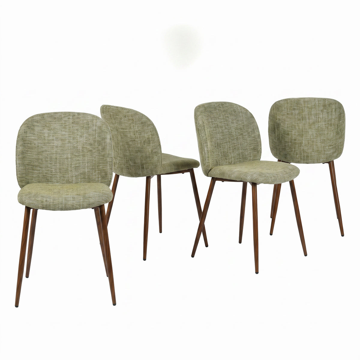 Elba Mid-Century Curved Back Upholstered Dining Chairs with Metal Legs Set of 4