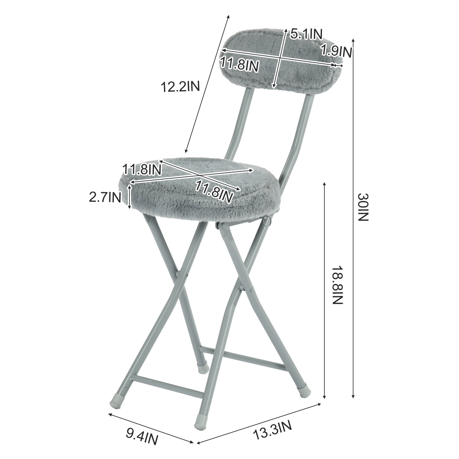 Ernst 4PC Faux Fur Upholstered Folding Chairs Padded Seat Space Saving