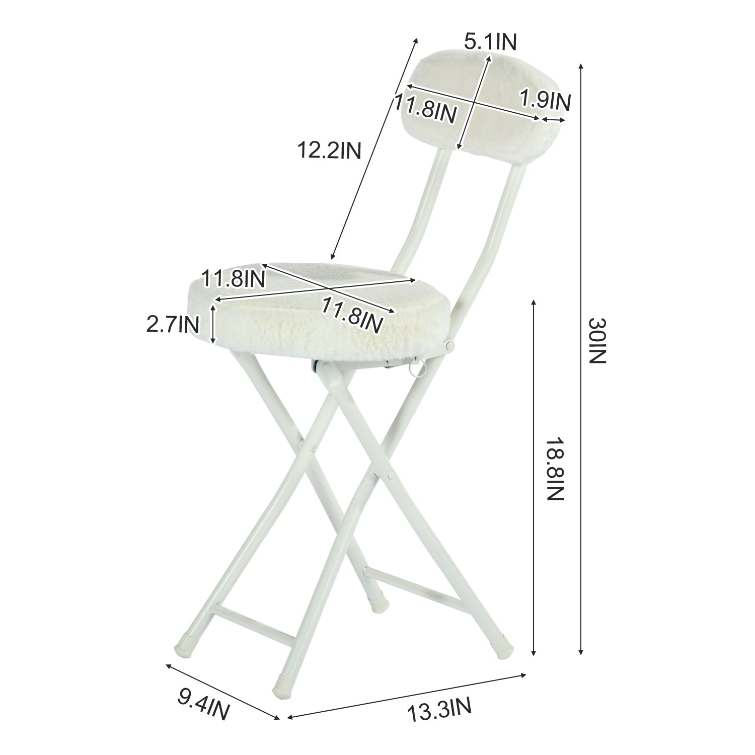 Ernst 4PC Faux Fur Upholstered Folding Chairs Padded Seat Space Saving