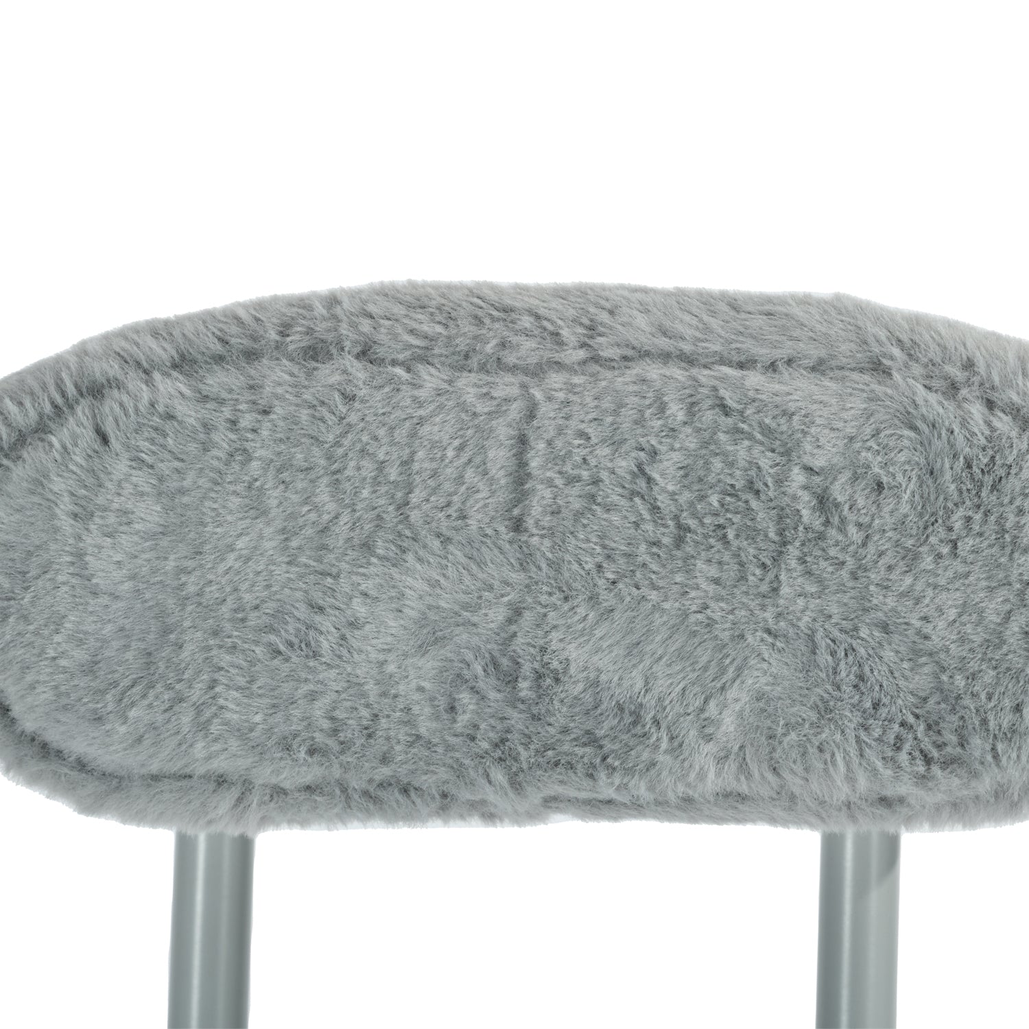 Homy Casa Clift 5PC Dining Set 31.5” Round Black Table with 4 Ernst Faux Fur Upholstered Folding Chairs Padded Seat in Grey