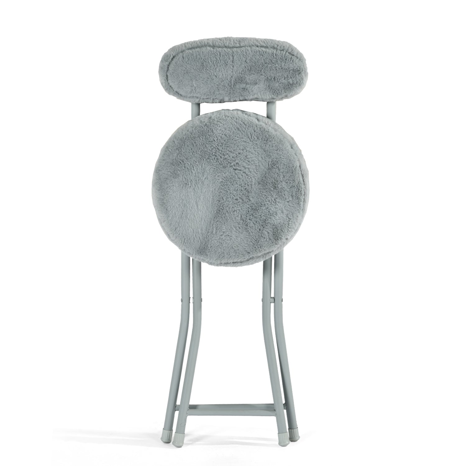 Homy Casa Ernst 4PC Faux Fur Upholstered Folding Chair Padded Seat Space Saving Foldable Accent Chair, Grey