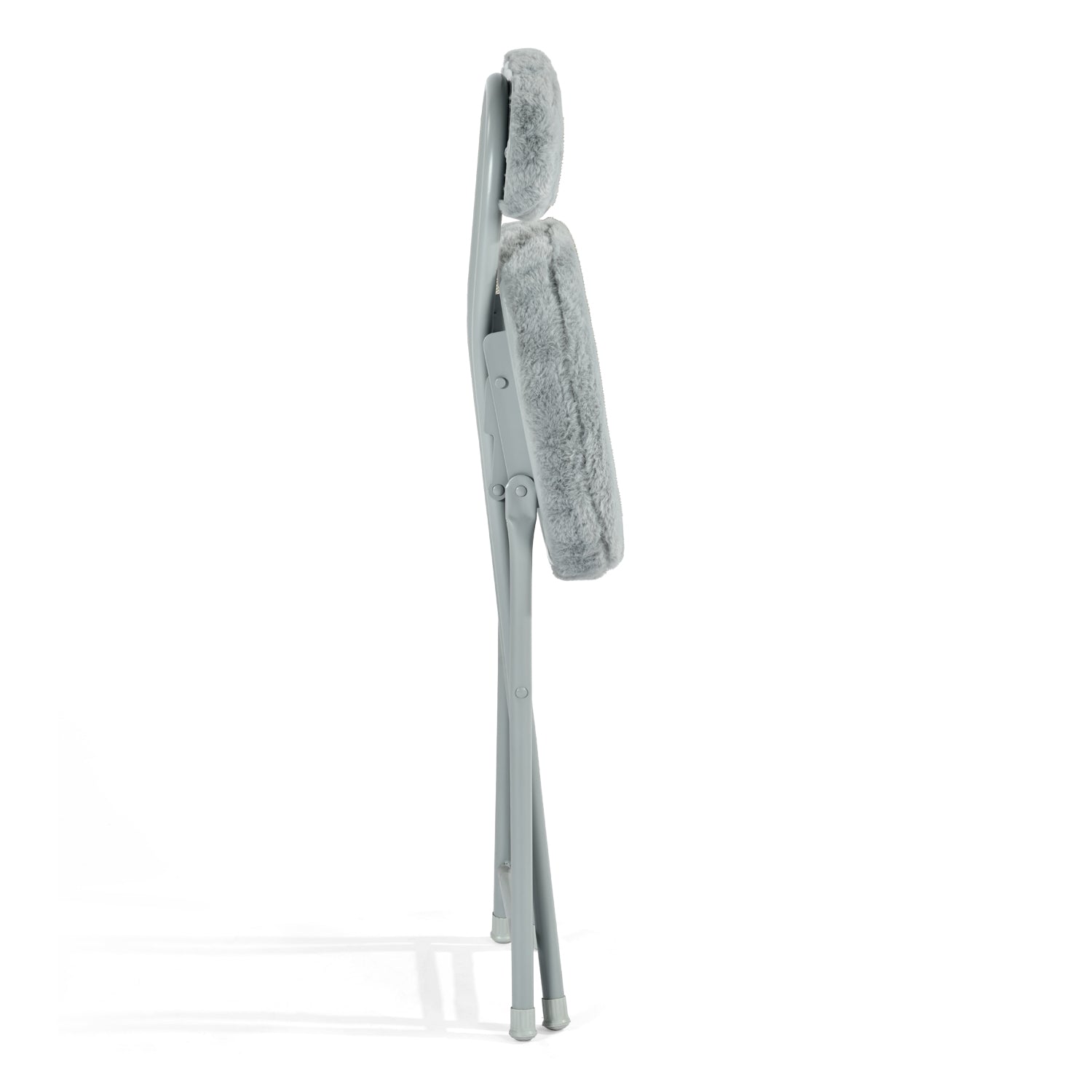 Homy Casa Ernst Plush Folding Chairs Set of 4, Faux Fur Seat, Grey