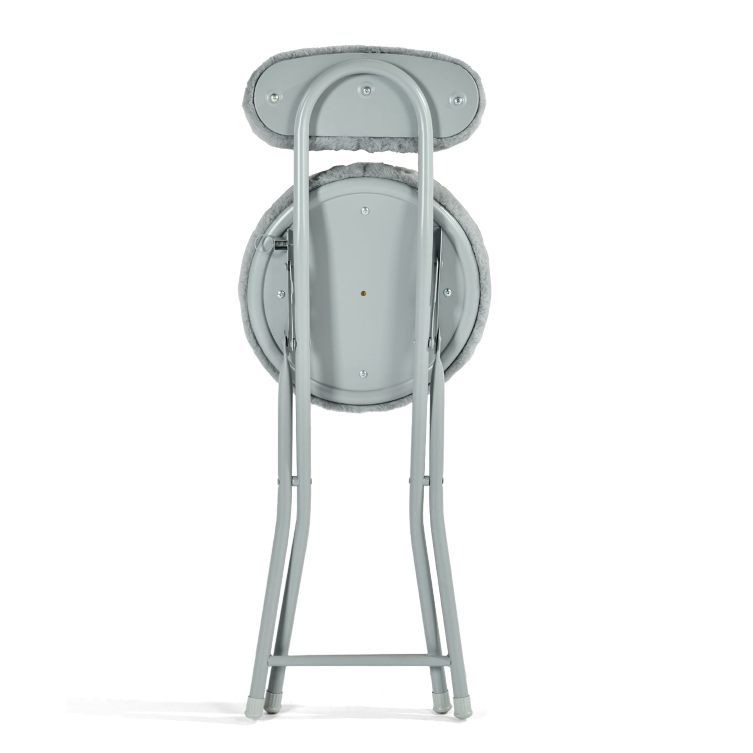 Homy Casa Ernst 4PC Faux Fur Upholstered Folding Chair Padded Seat Space Saving Foldable Accent Chair, Grey