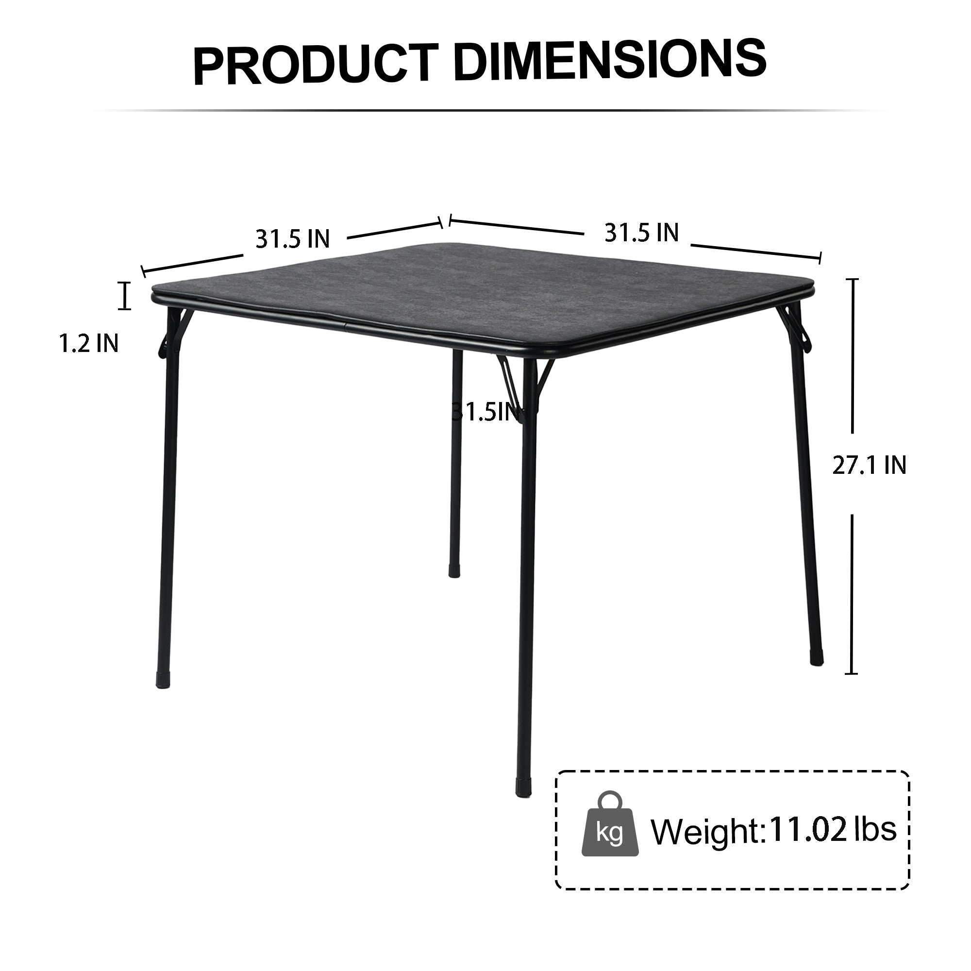 Homy Casa FERN 80 BK PVC Table "31.5" Dining Table for Home and Workspace