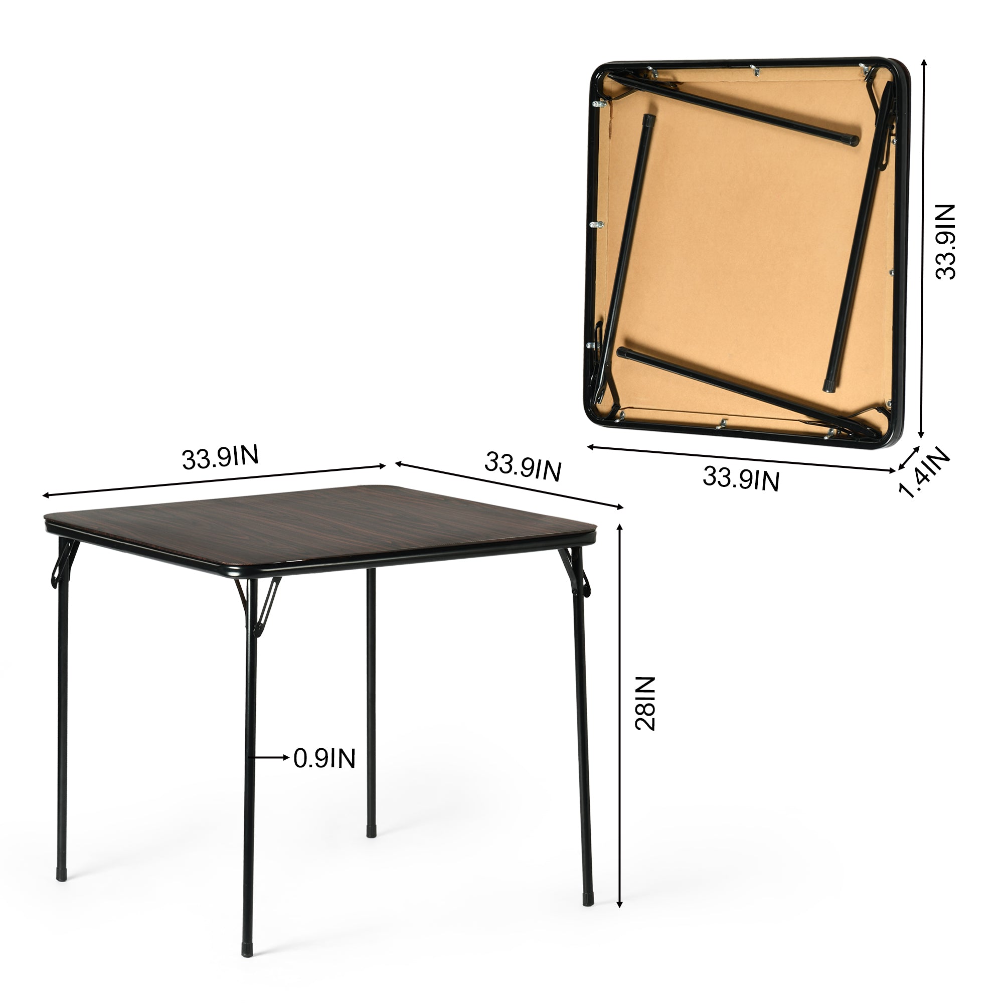 Homy Casa Fern 33.7” Space-Saving Folding Table for Dining and Work ,Walnut