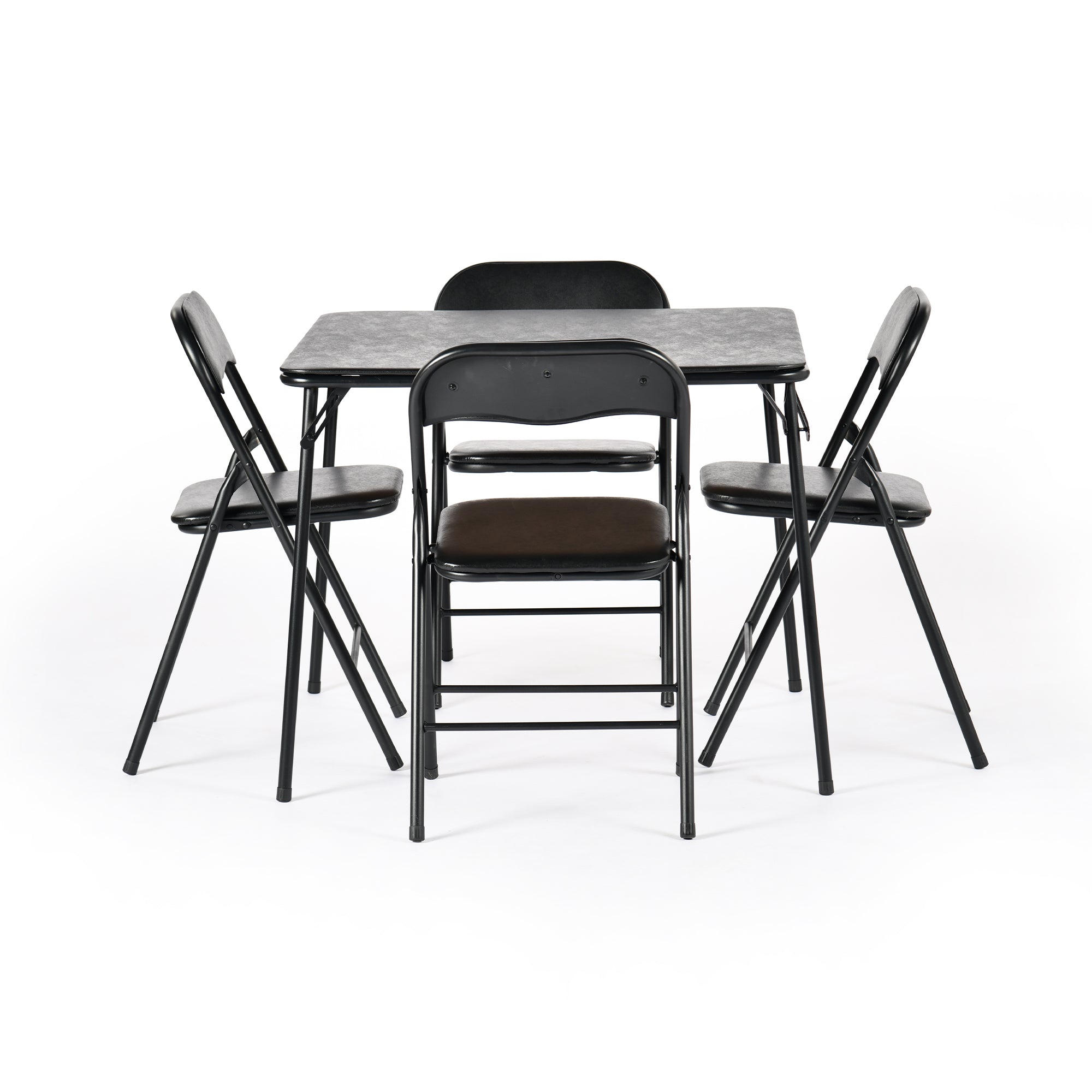 Homy Casa FERN Folding Patio Dining Set with PVC Chairs, Black