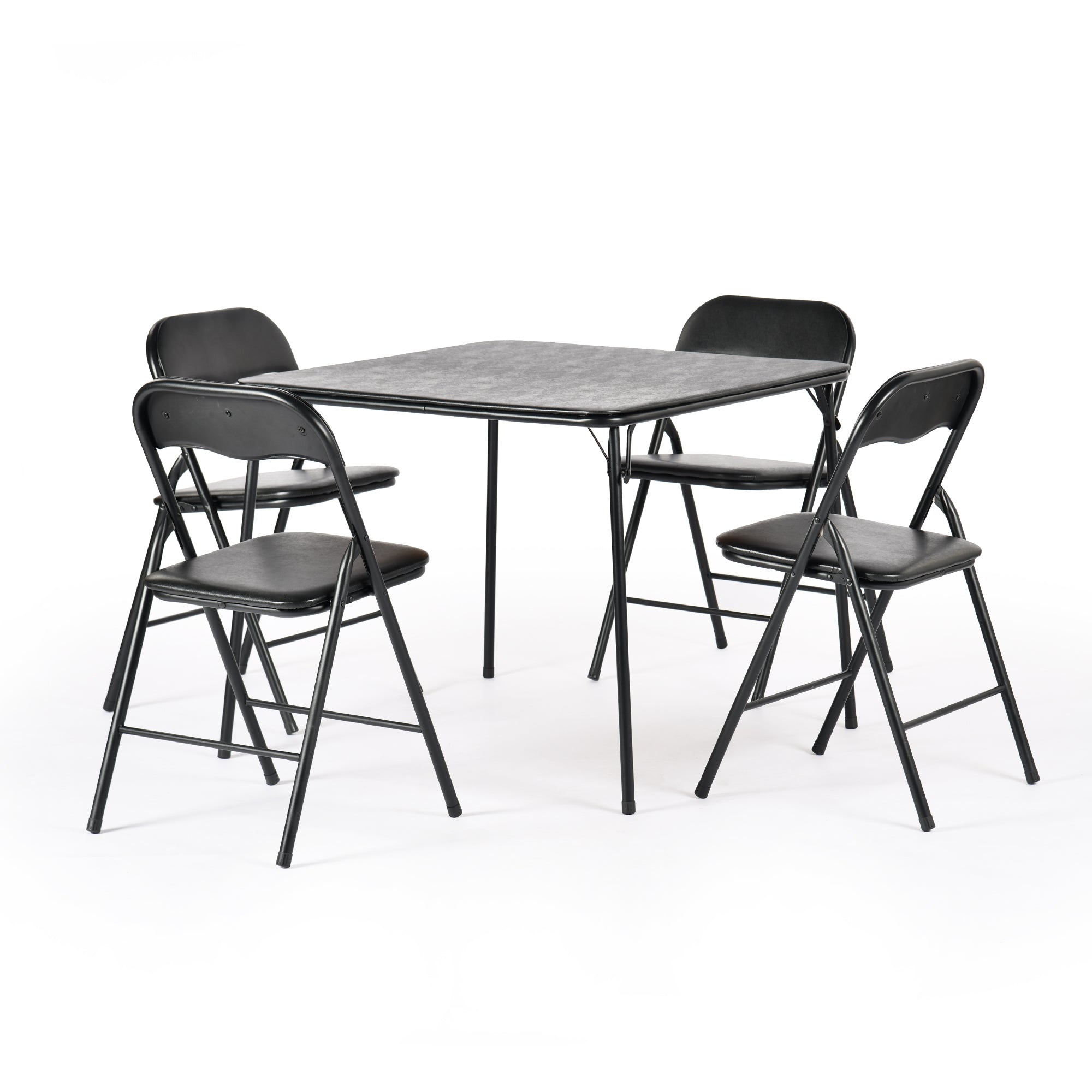 Homy Casa FERN Folding Patio Dining Set with PVC Chairs, Black