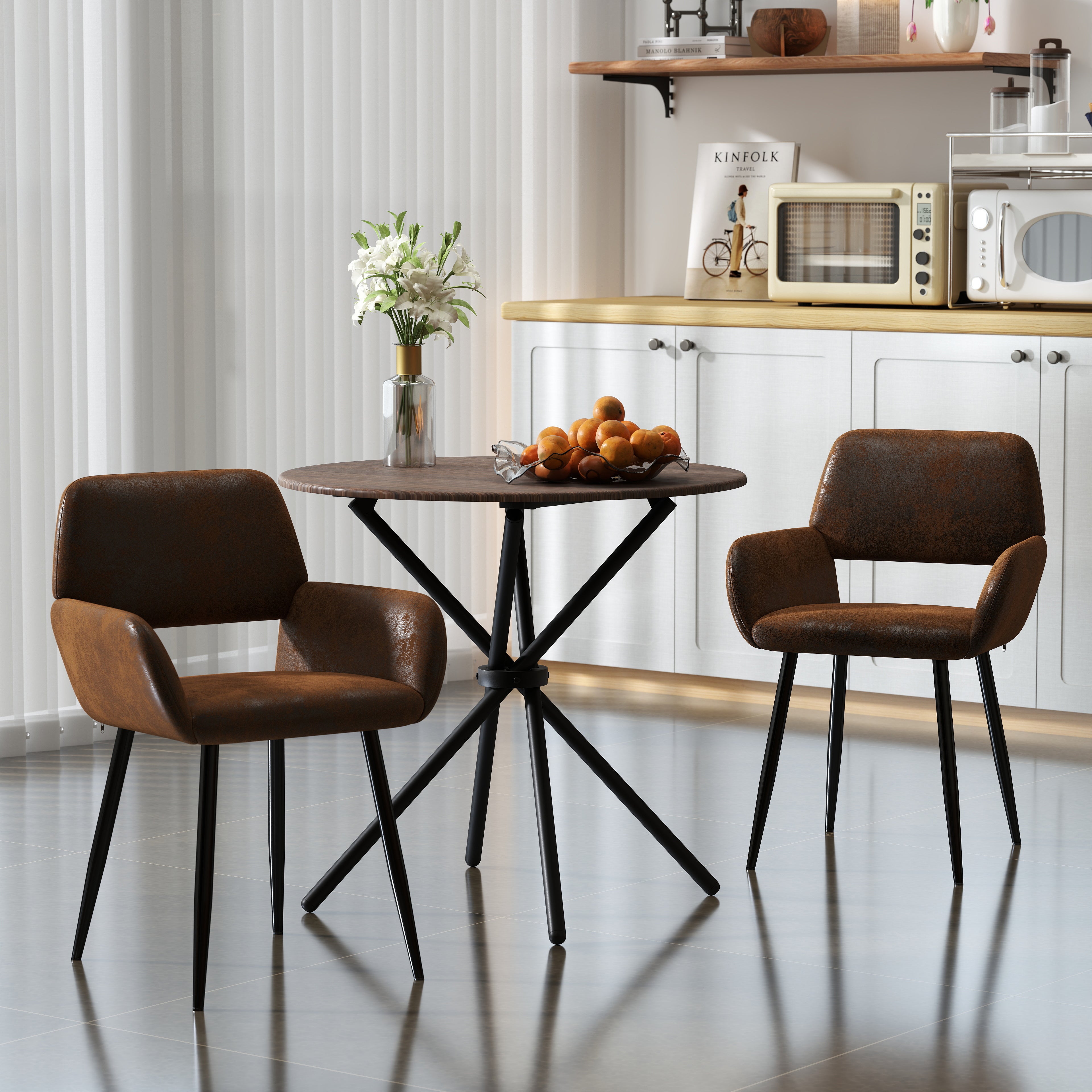 Fontana 3 Piece Expresso Brown & Mayfair Upholstered Dining Set
