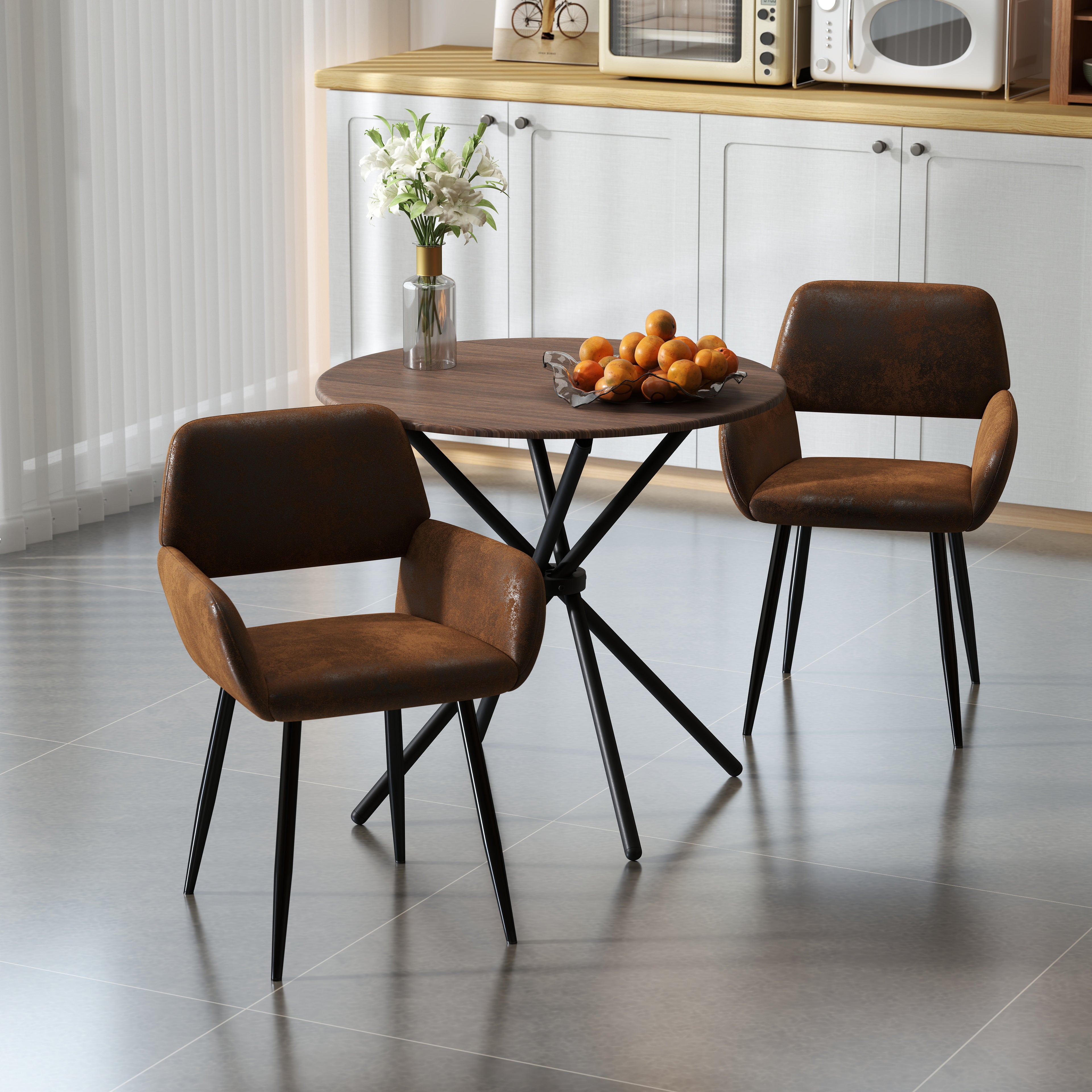 Fontana 3 Piece Expresso Brown & Mayfair Upholstered Dining Set