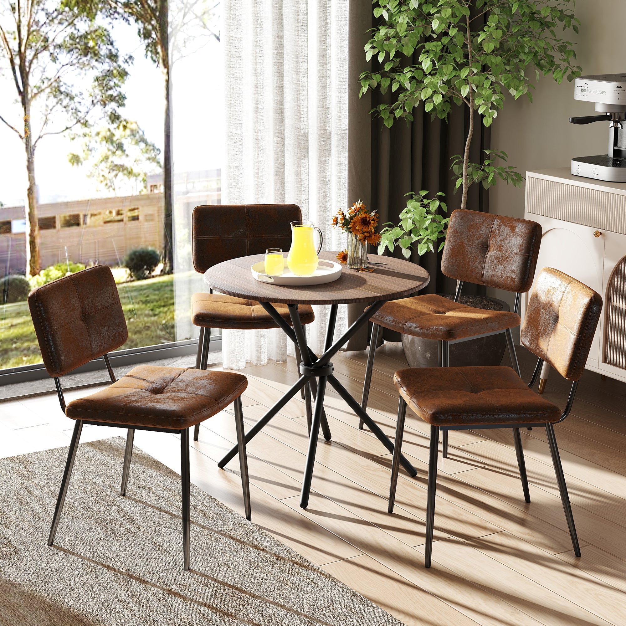 Fontana 5 Piece Expresso Brown & Pomona Upholstered Dining Set