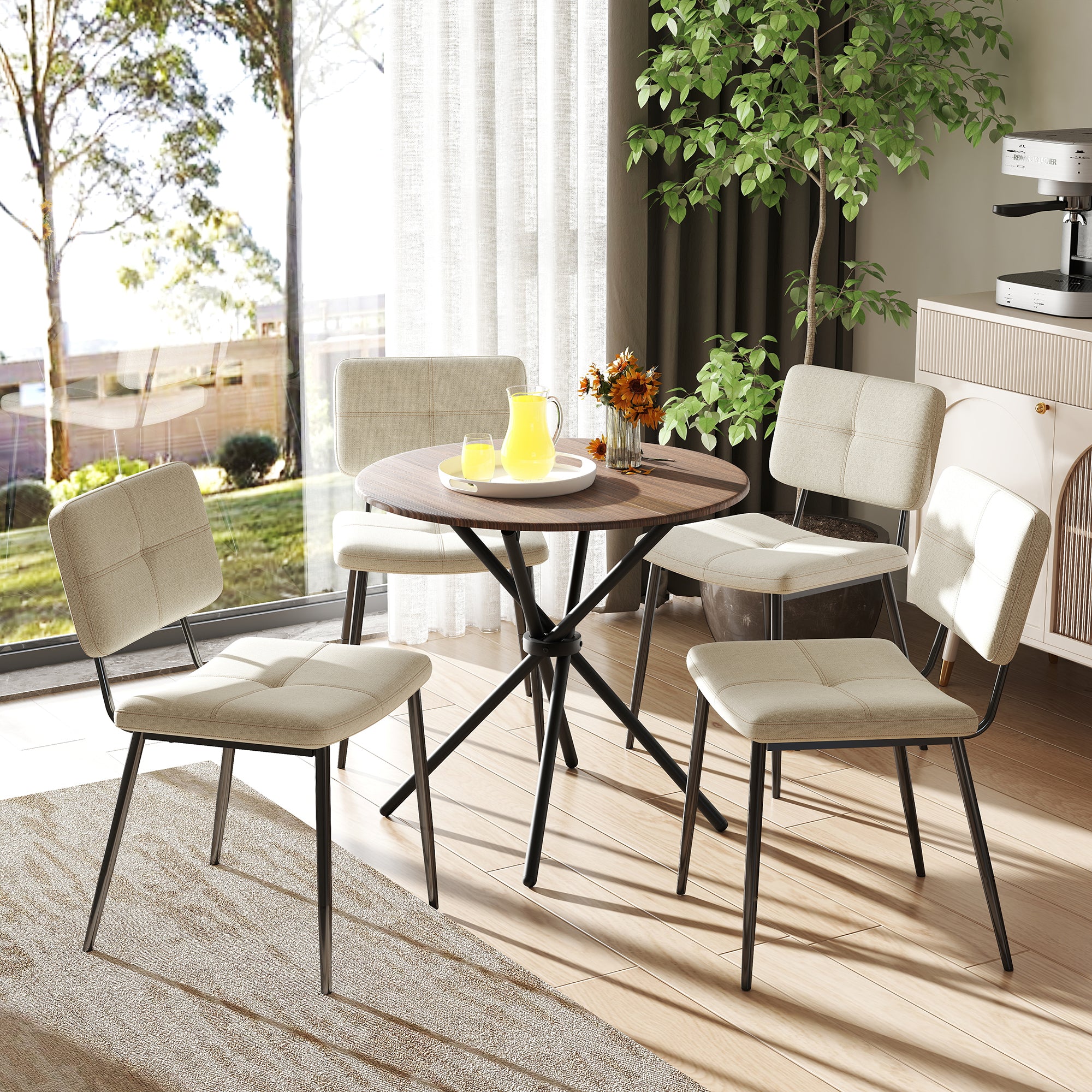 Fontana 5 Piece Expresso Brown & Pomona Upholstered Dining Set