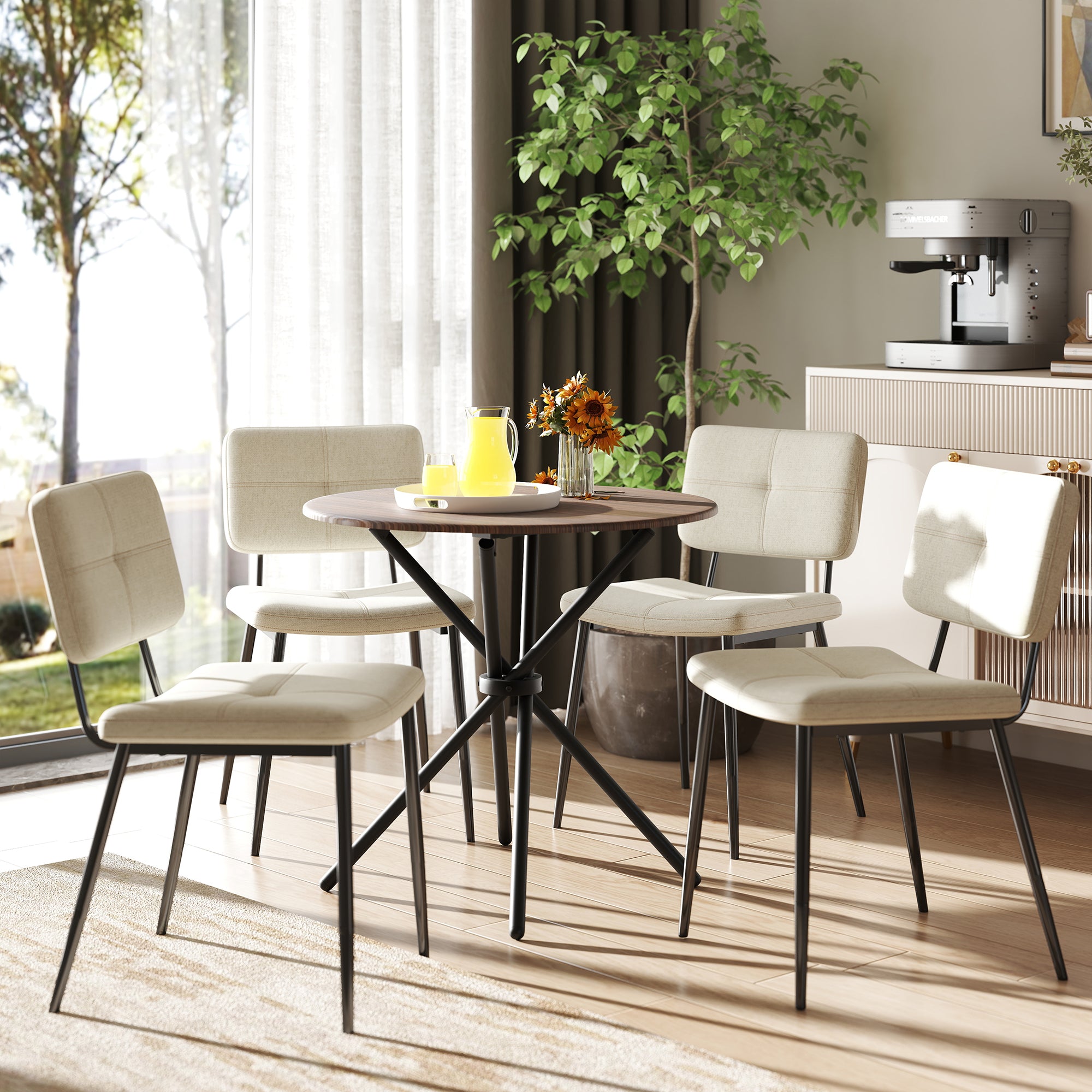 Fontana 5 Piece Expresso Brown & Pomona Upholstered Dining Set