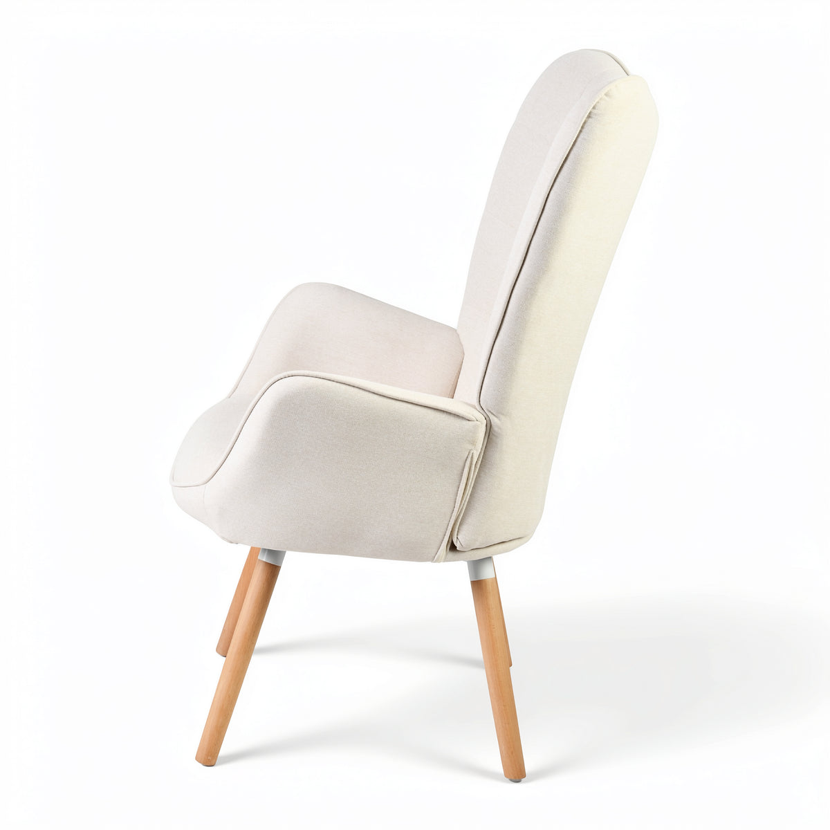 Homy Casa Harison Beige Fabric Accent Chair with Ottoman for Relaxed Seating