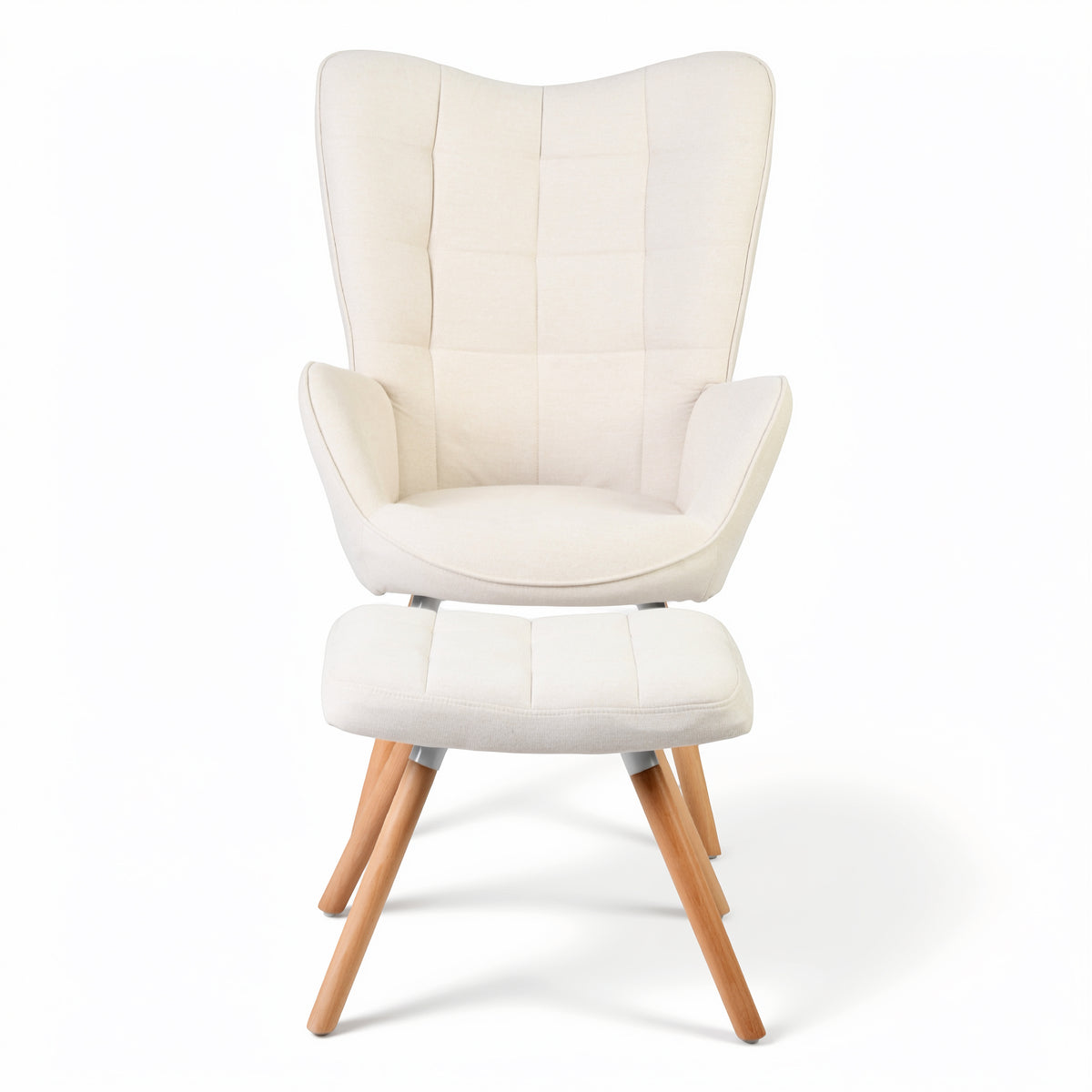 Homy Casa Harison Beige Fabric Accent Chair with Ottoman for Relaxed Seating
